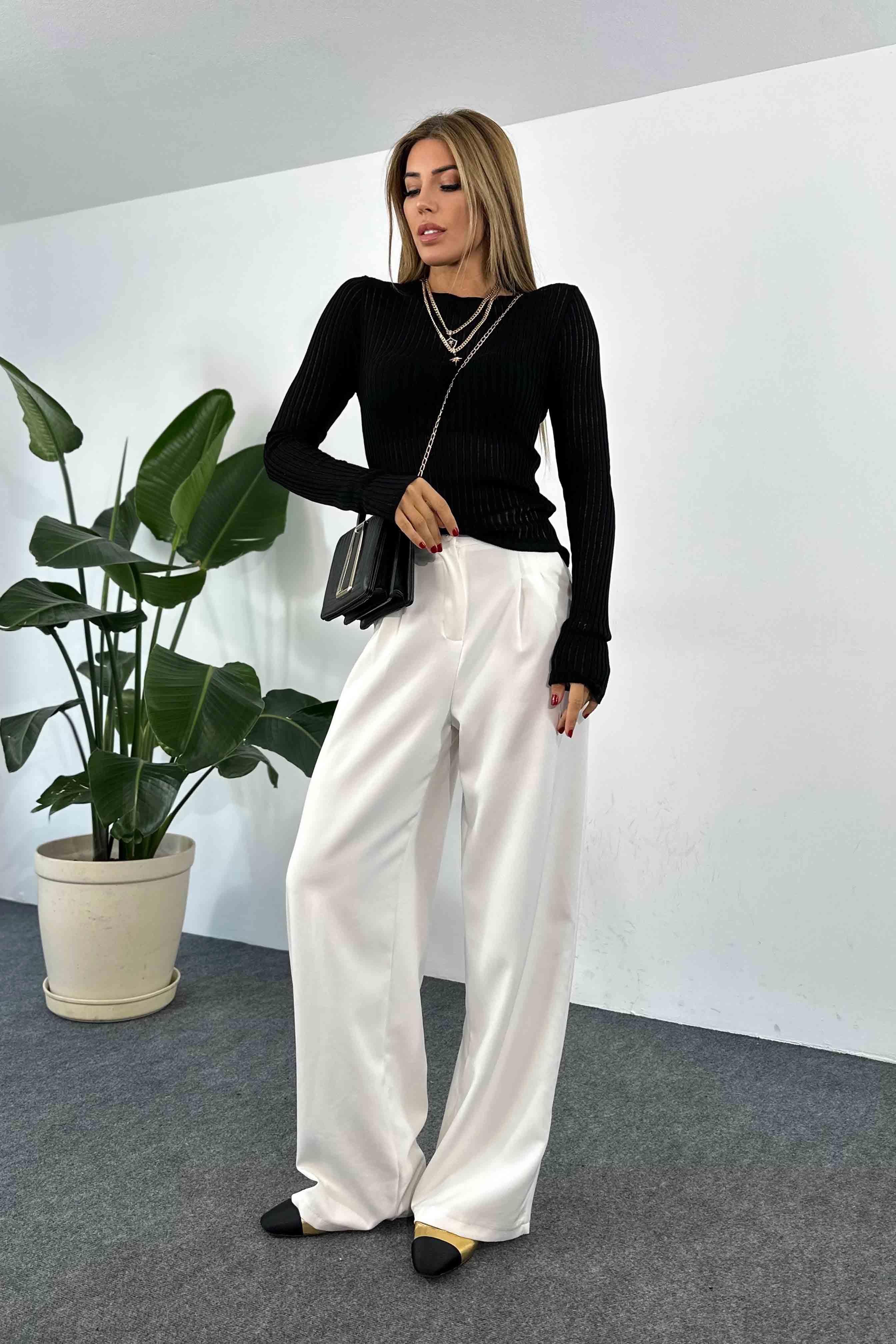 İnce Ajurlu Örme Triko Siyah