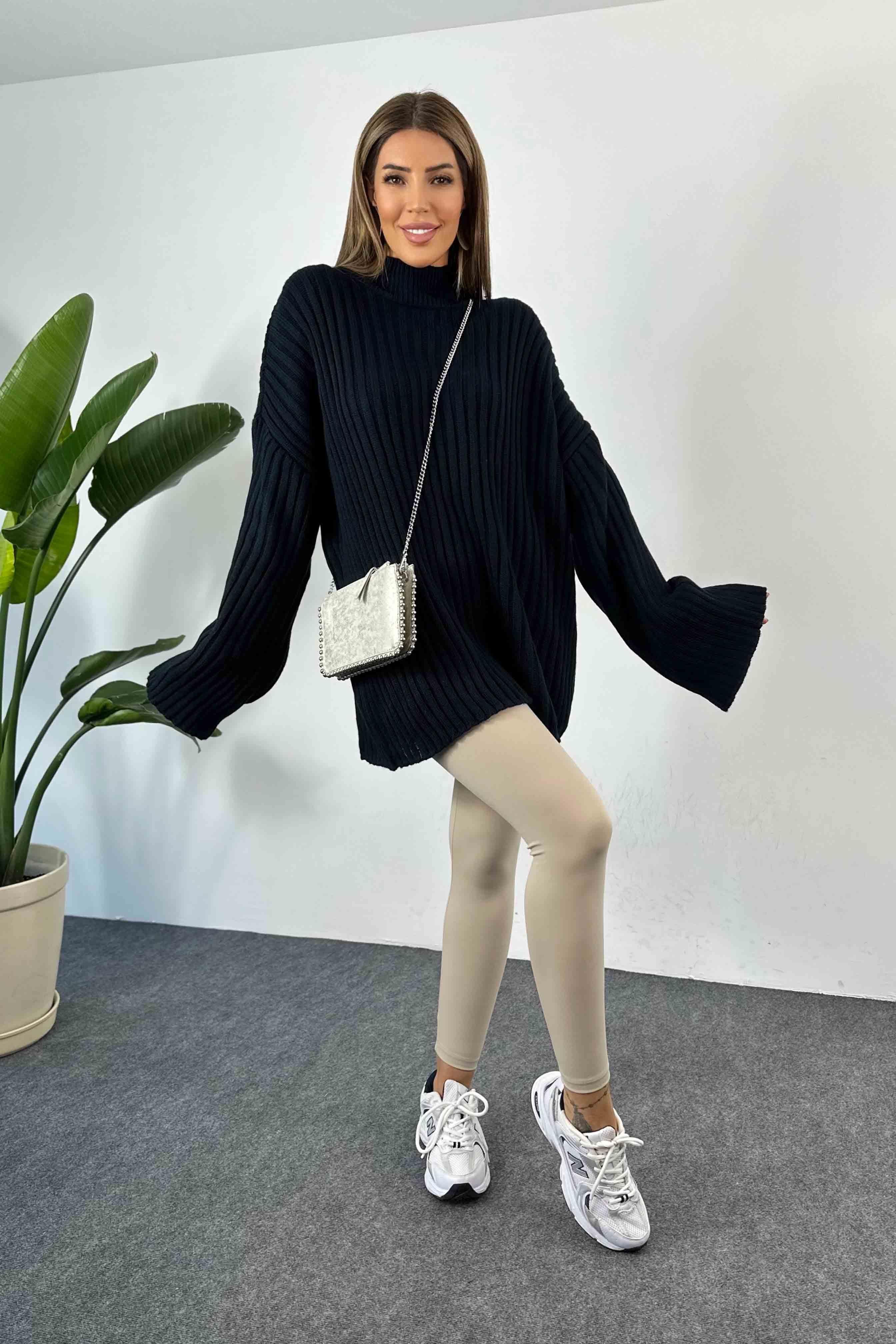 Kalın Fitilli Akrilik Örme Oversize Kazak Lacivert