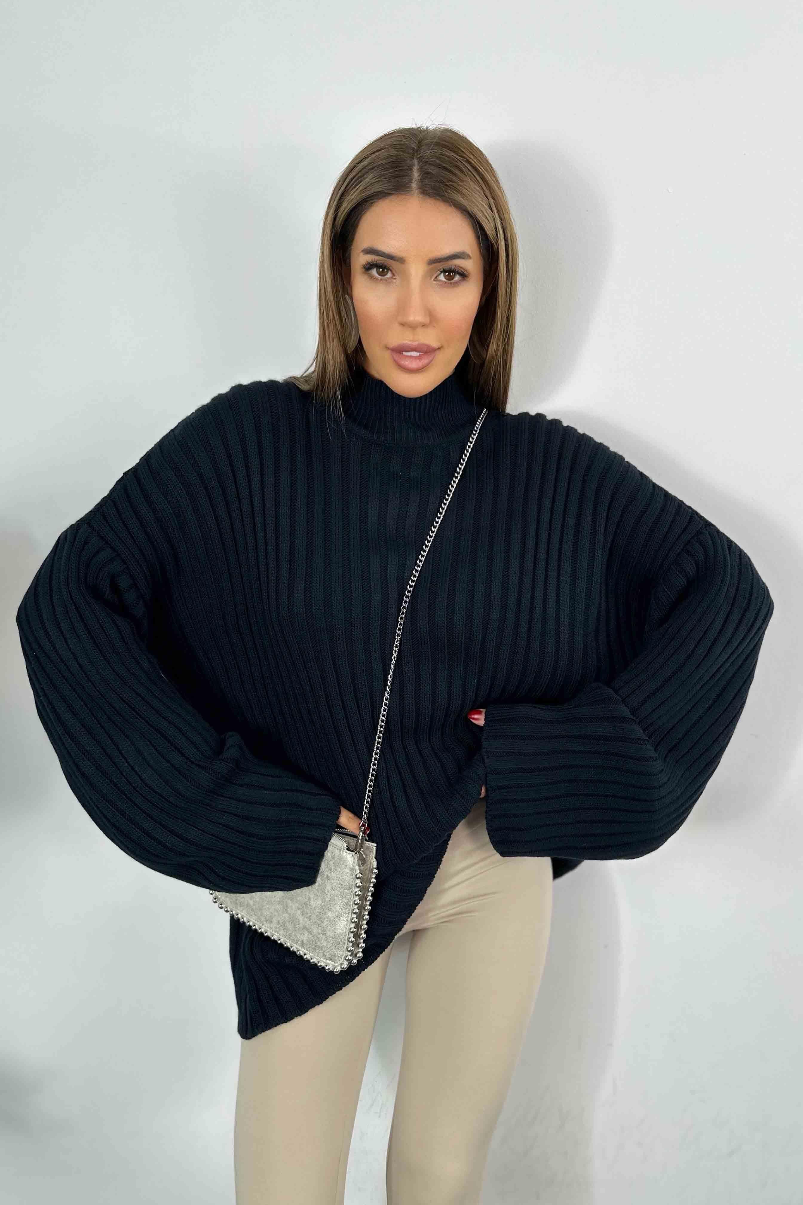 Kalın Fitilli Akrilik Örme Oversize Kazak Lacivert