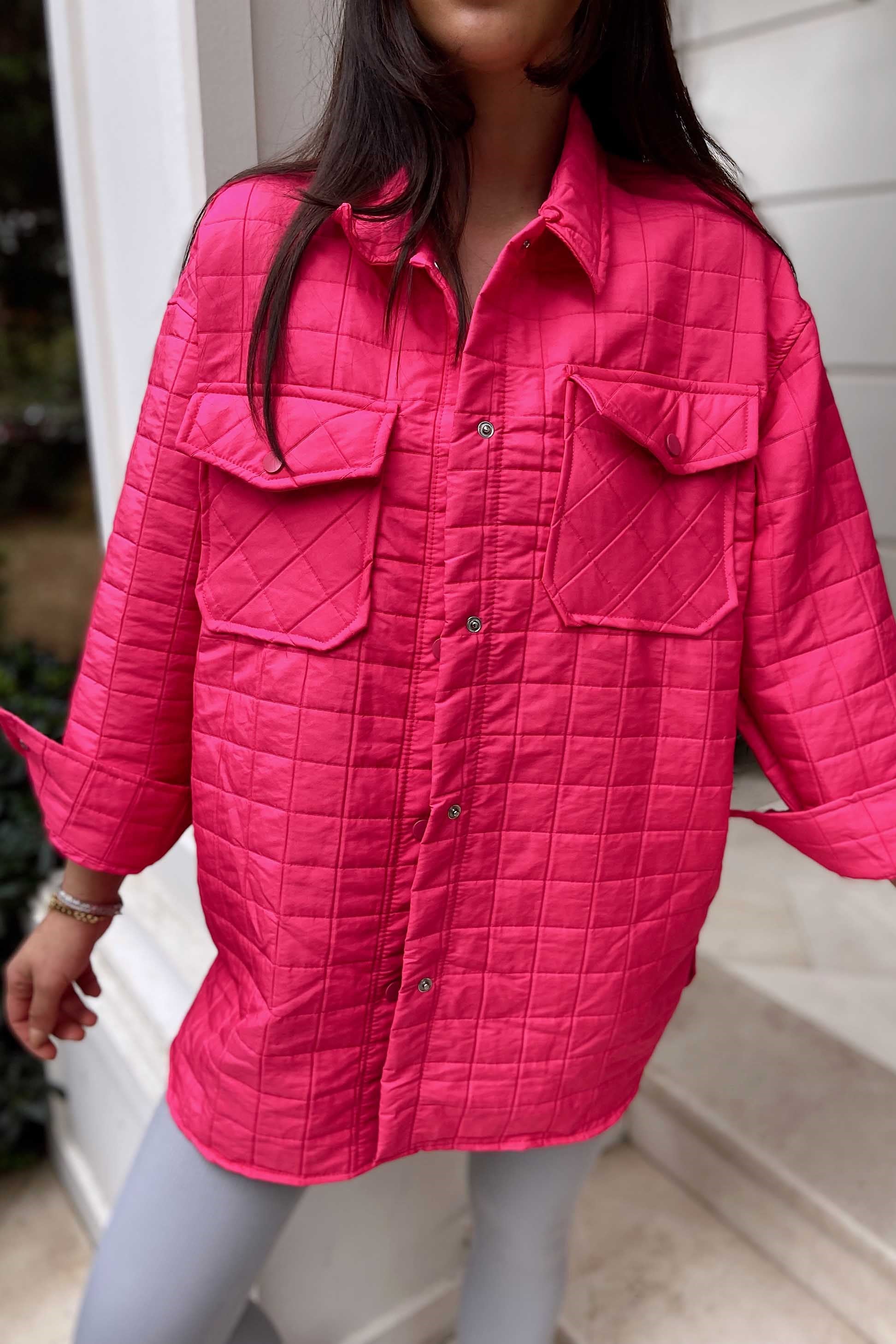 Kapitone Çıtçıtlı İnce Kadın Kaban Pembe