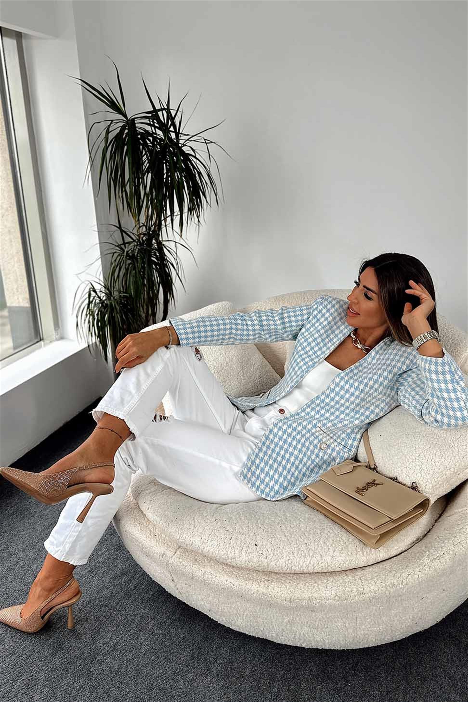 Kazayağı Desen Astarlı Blazer Ceket Bebe