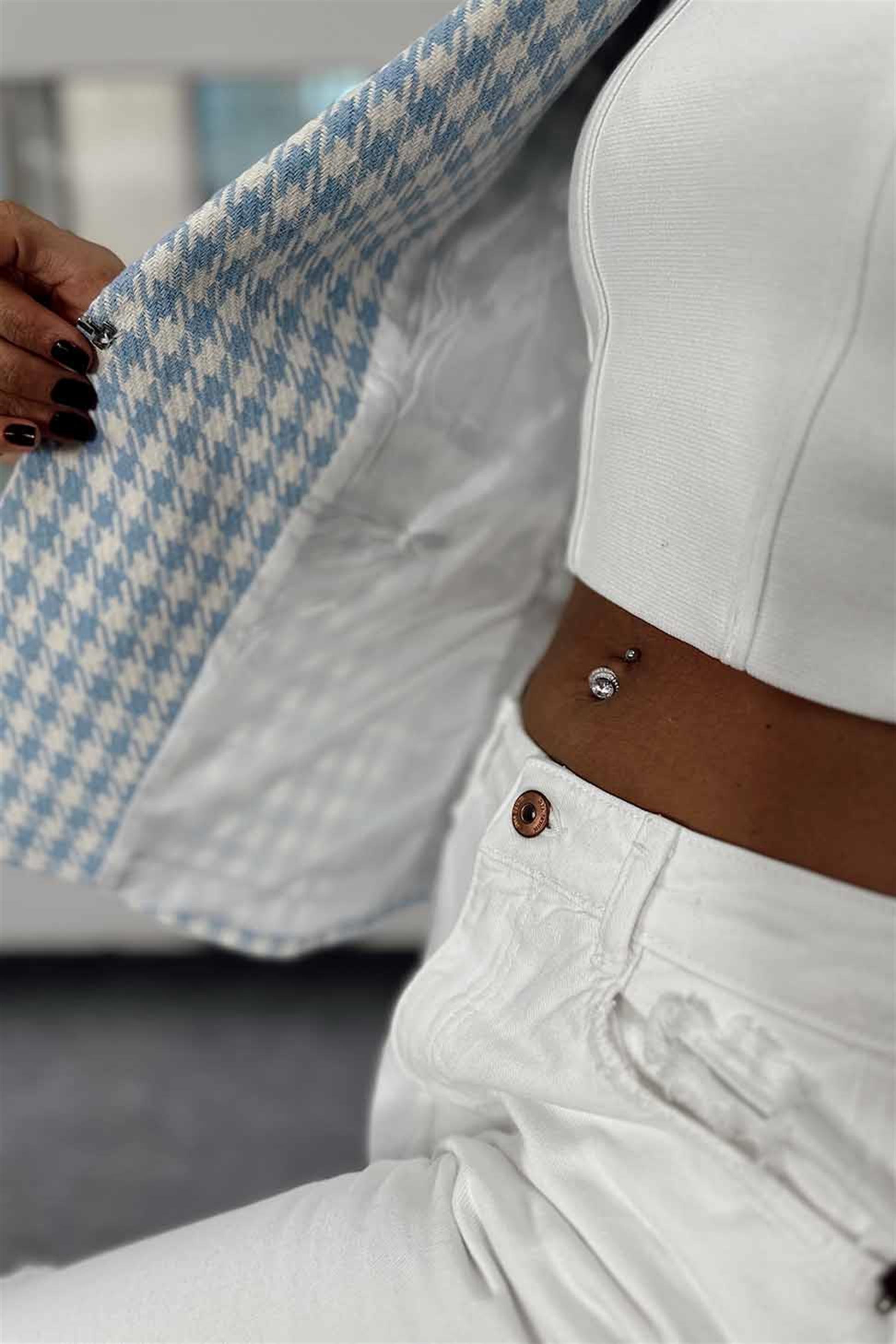 Kazayağı Desen Astarlı Blazer Ceket Bebe
