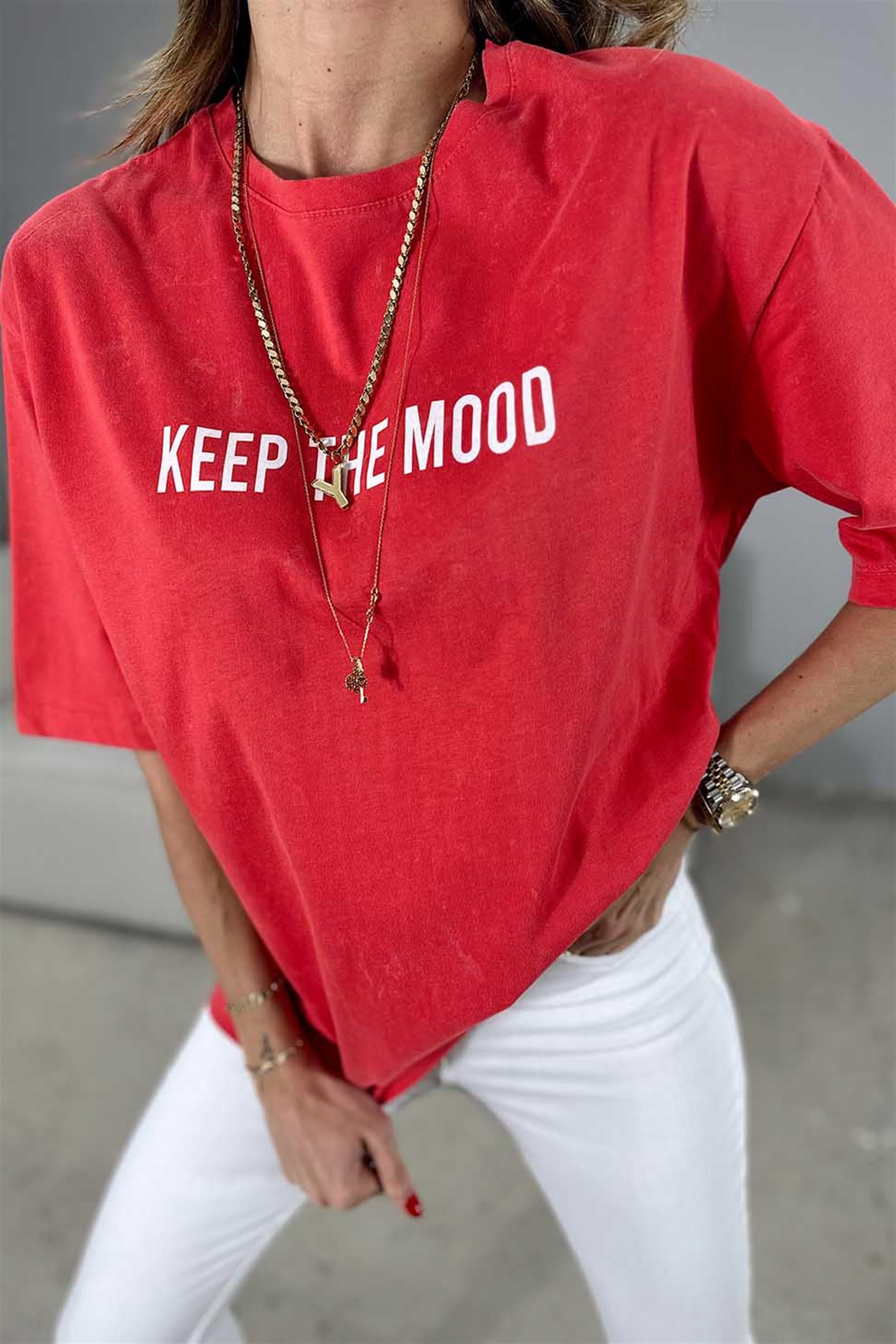Keep The Mood Kar Yıkamalı Basic Tişört Pembe