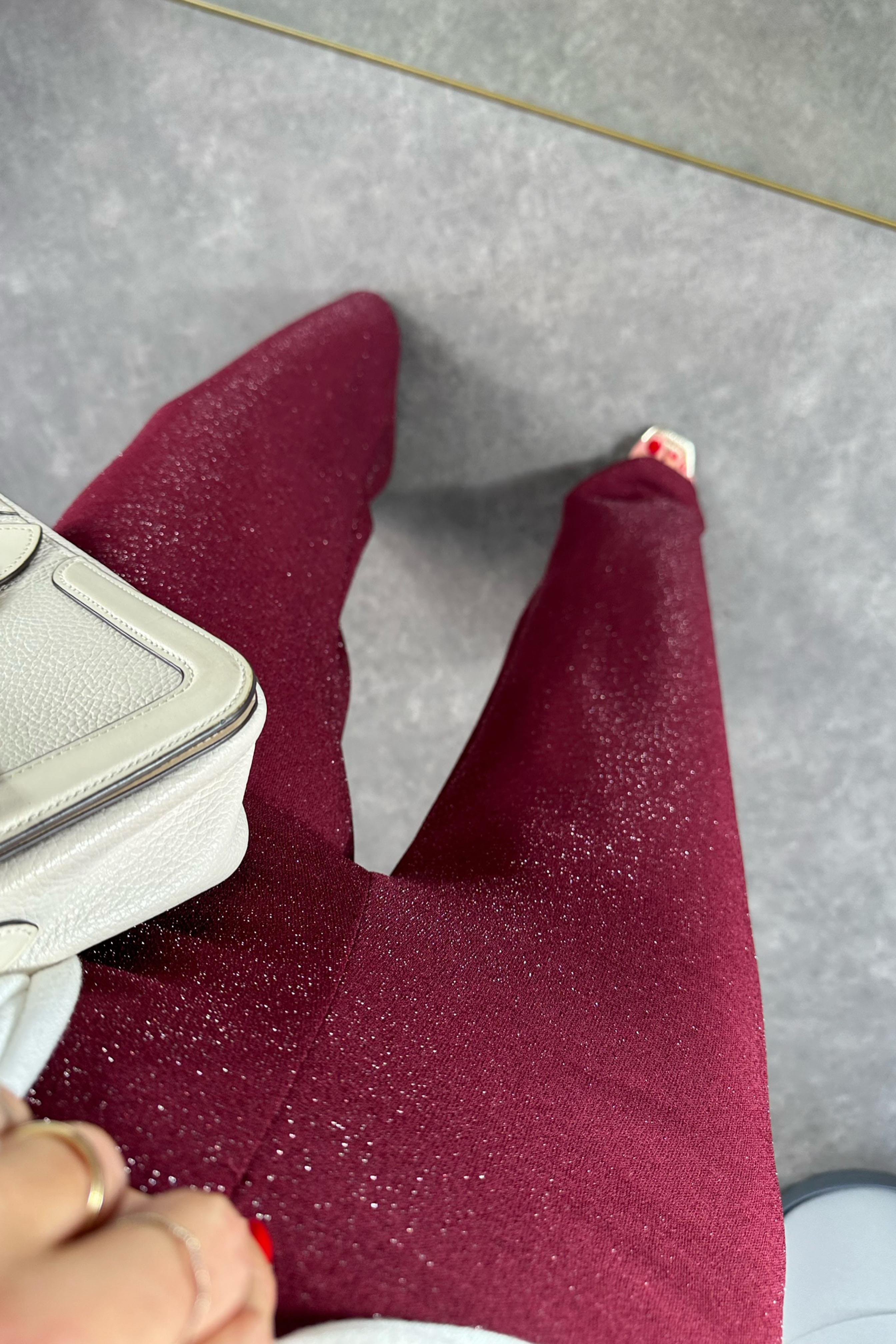 Krep Kumaş Sim Detaylı Pantolon Bordo