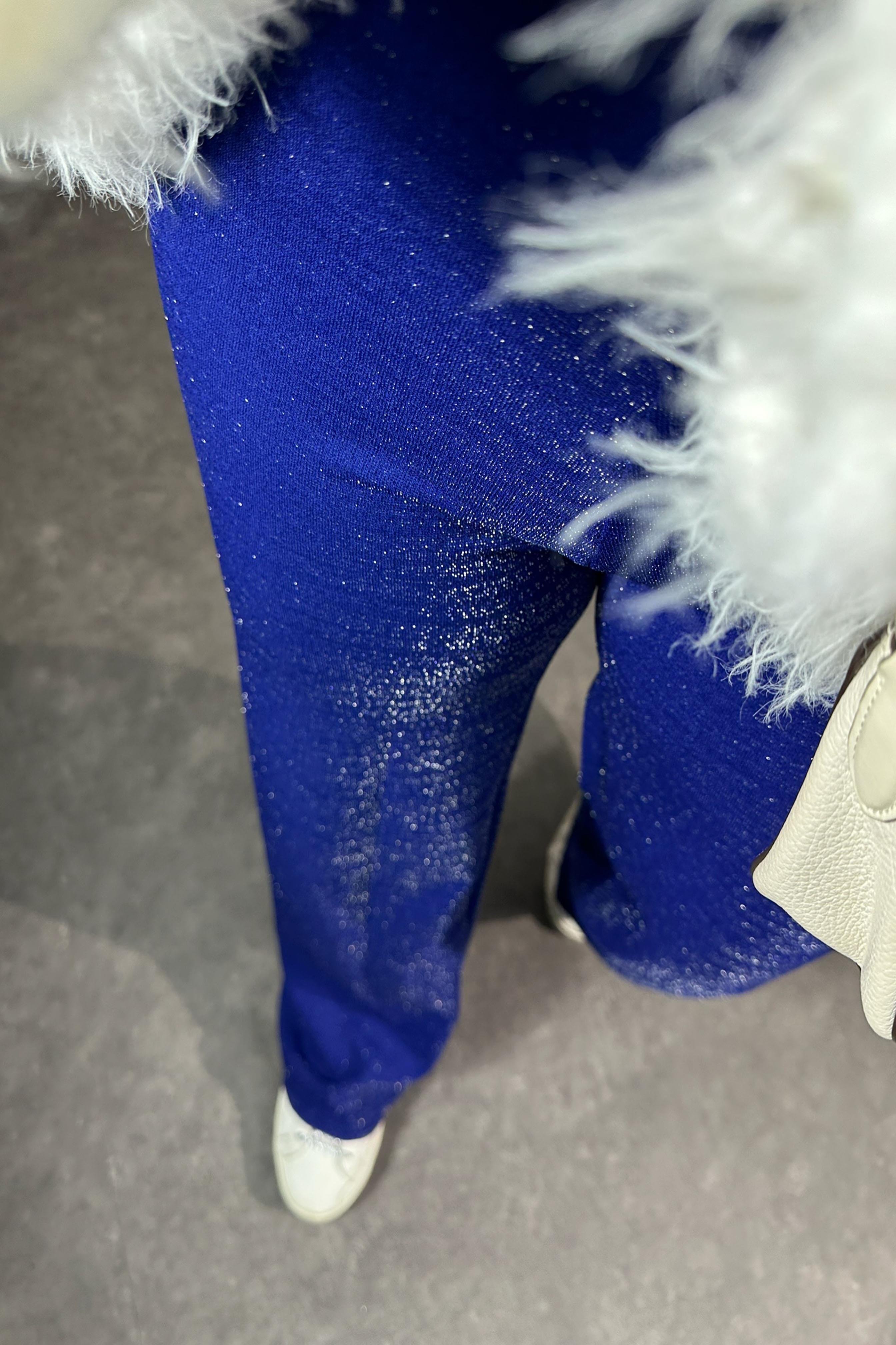 Krep Kumaş Sim Detaylı Pantolon Saks