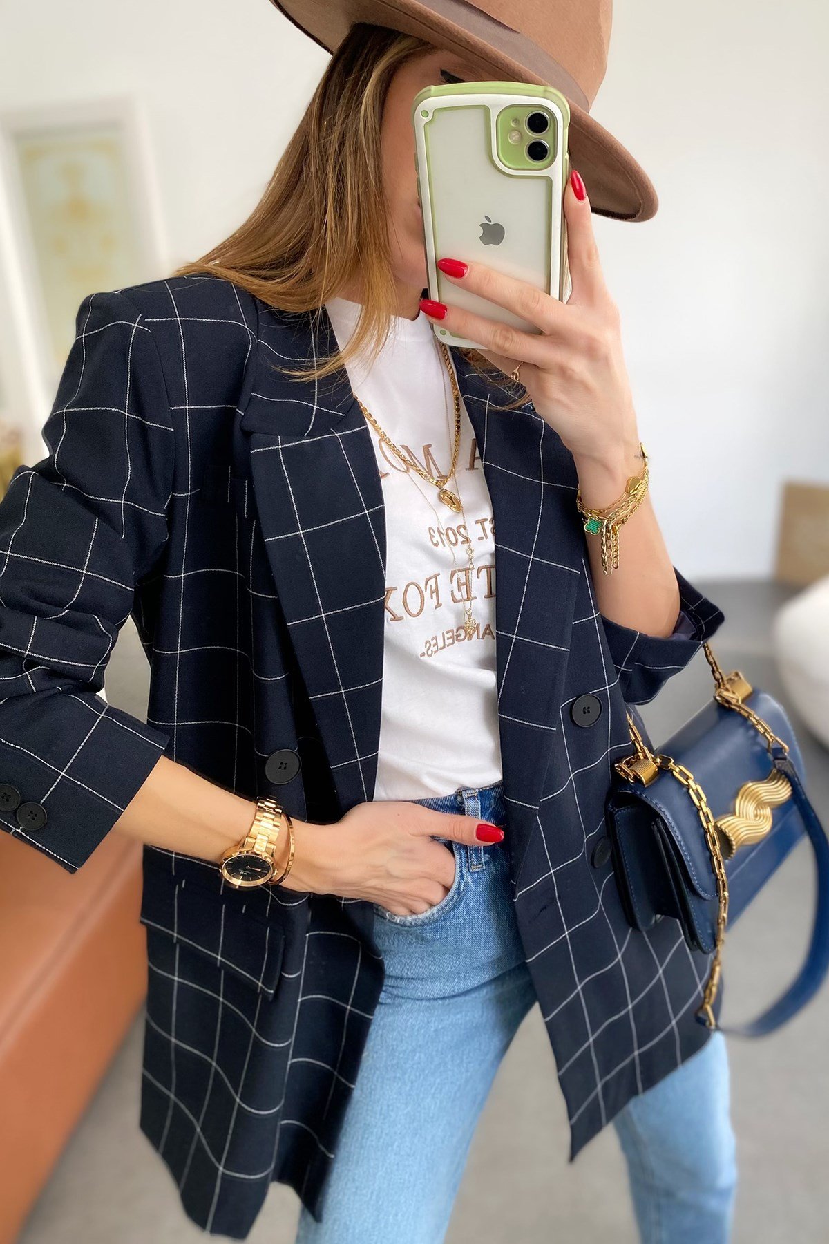 Lacivert İnce Çizgi Detay Malibu Tasarım Blazer Ceket