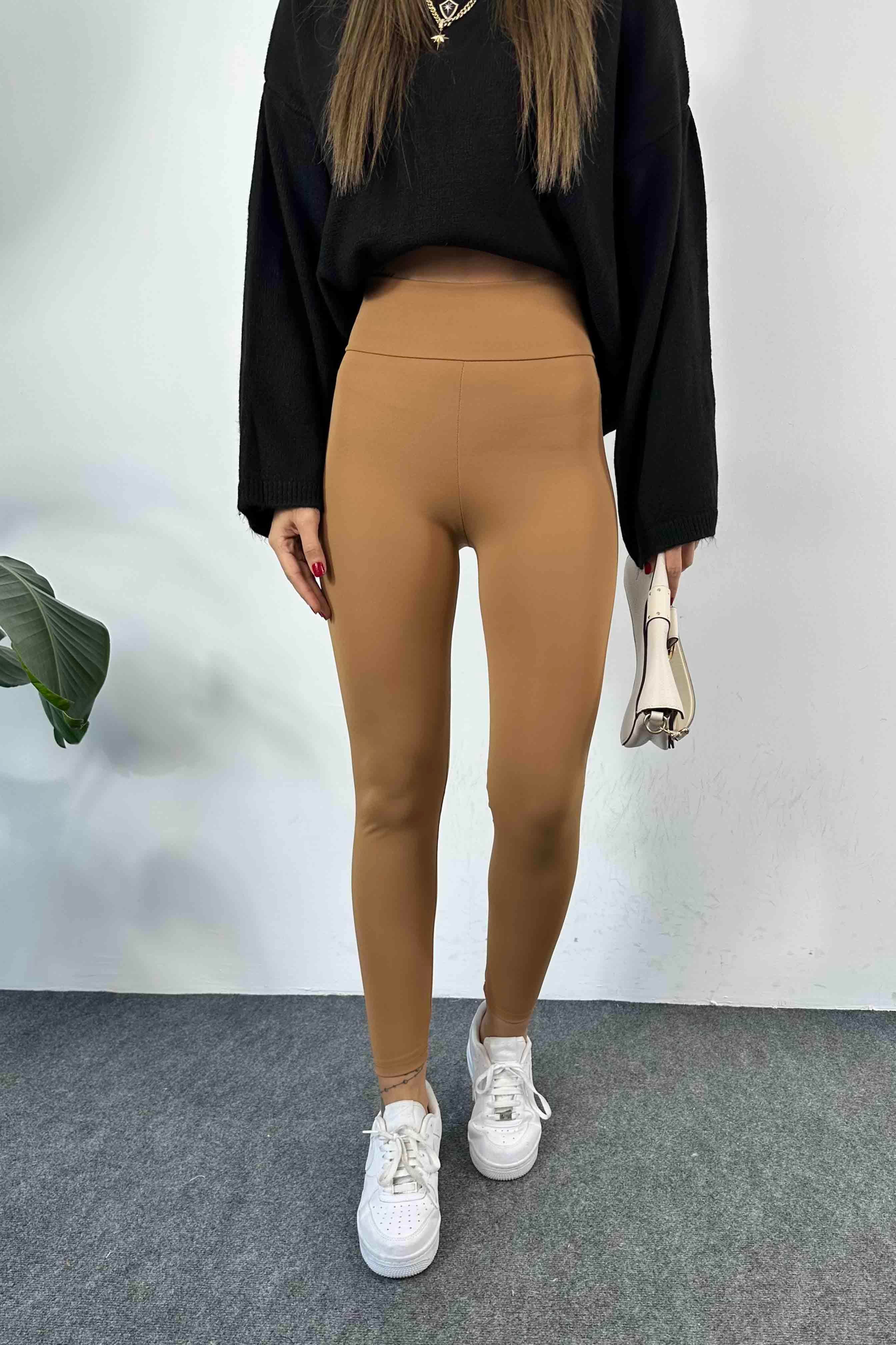 Lüks Kalite Korseli Nano Fit Tayt Camel