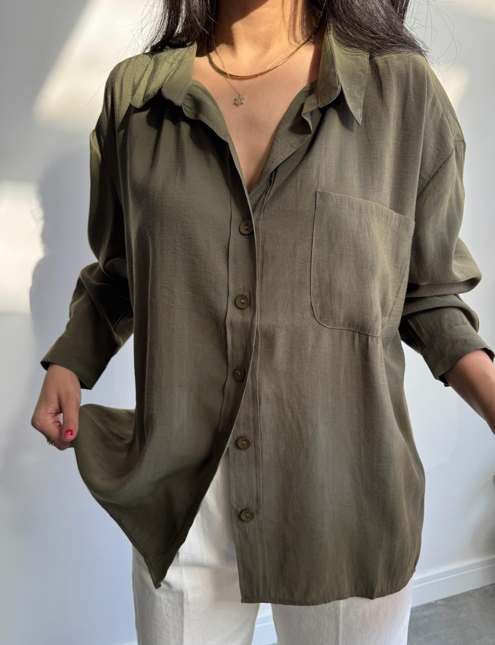 Lüx Kalite Basic Salaş Gömlek Haki