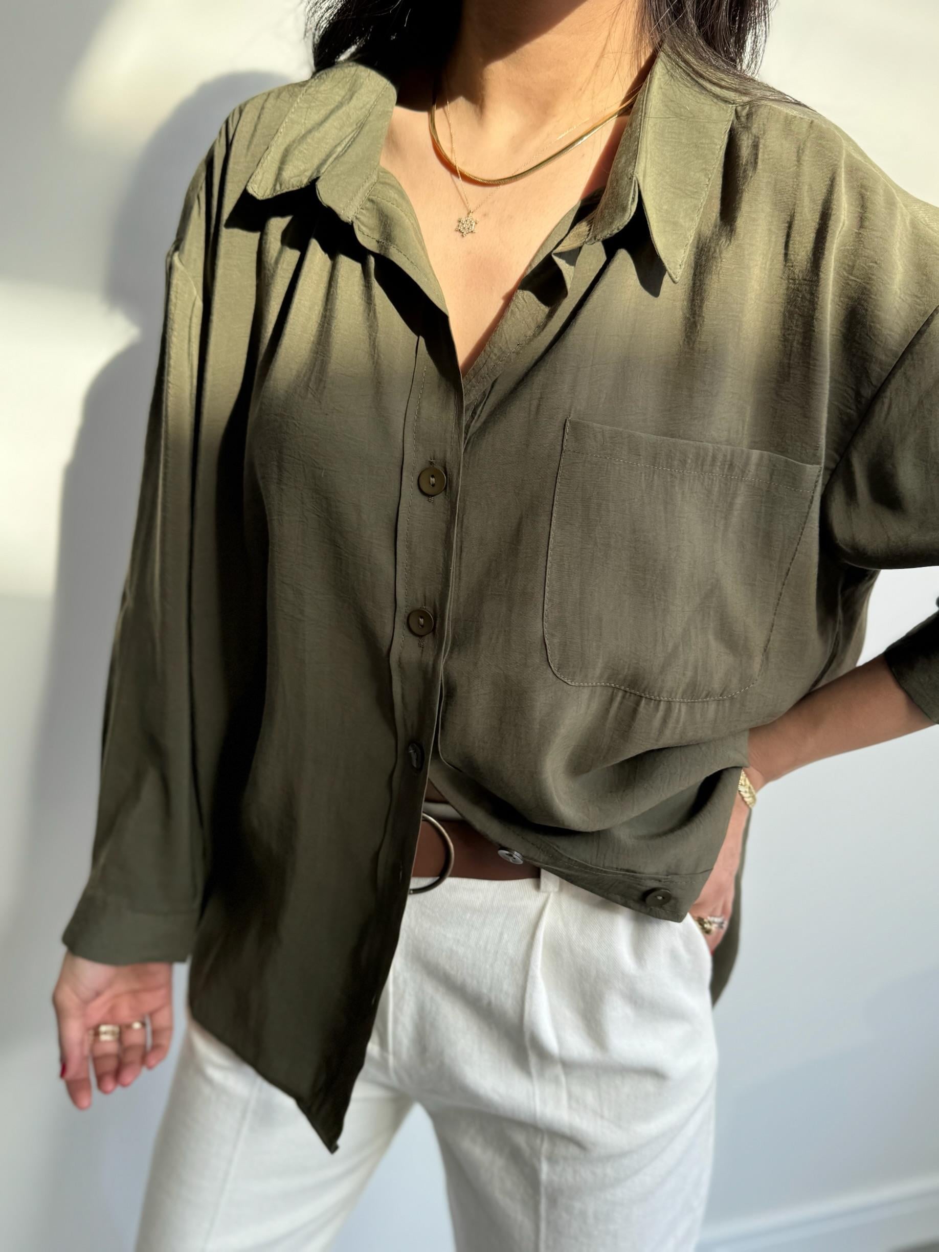 Lüx Kalite Basic Salaş Gömlek Haki