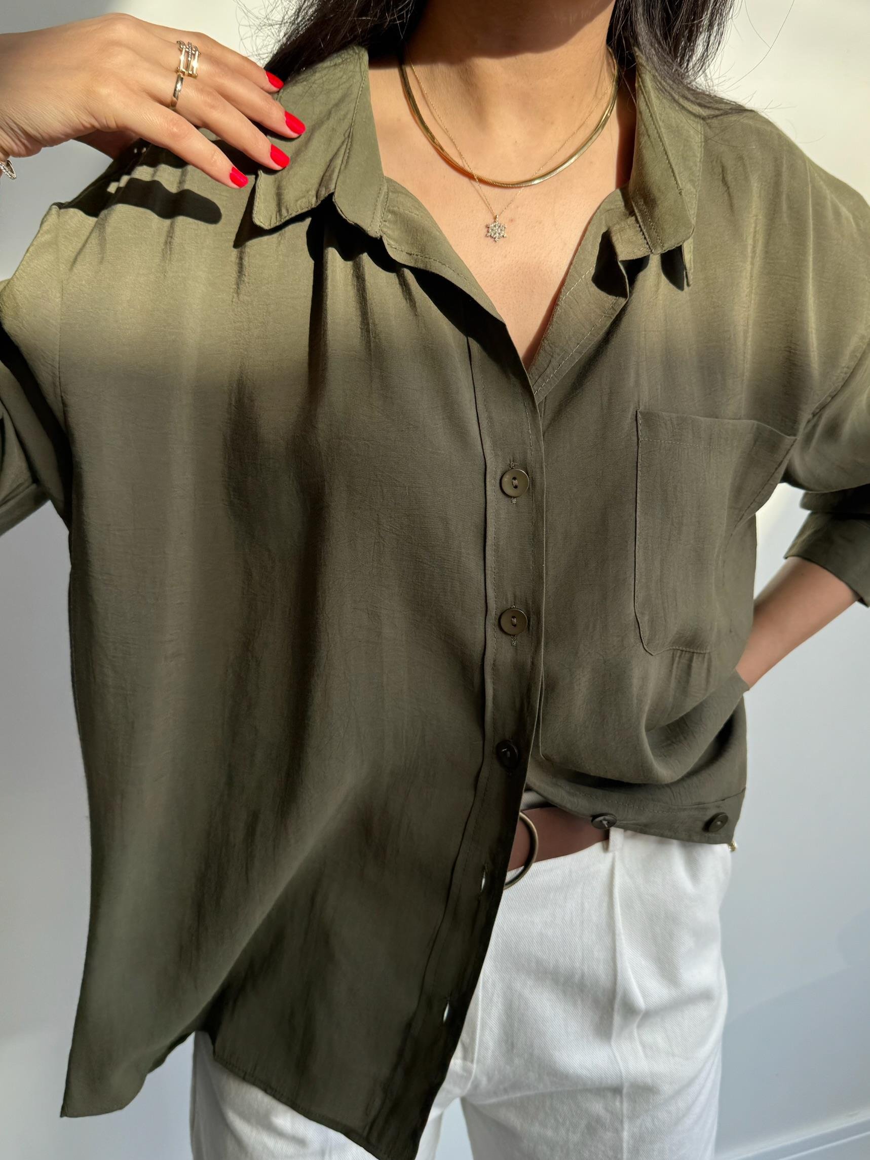 Lüx Kalite Basic Salaş Gömlek Haki