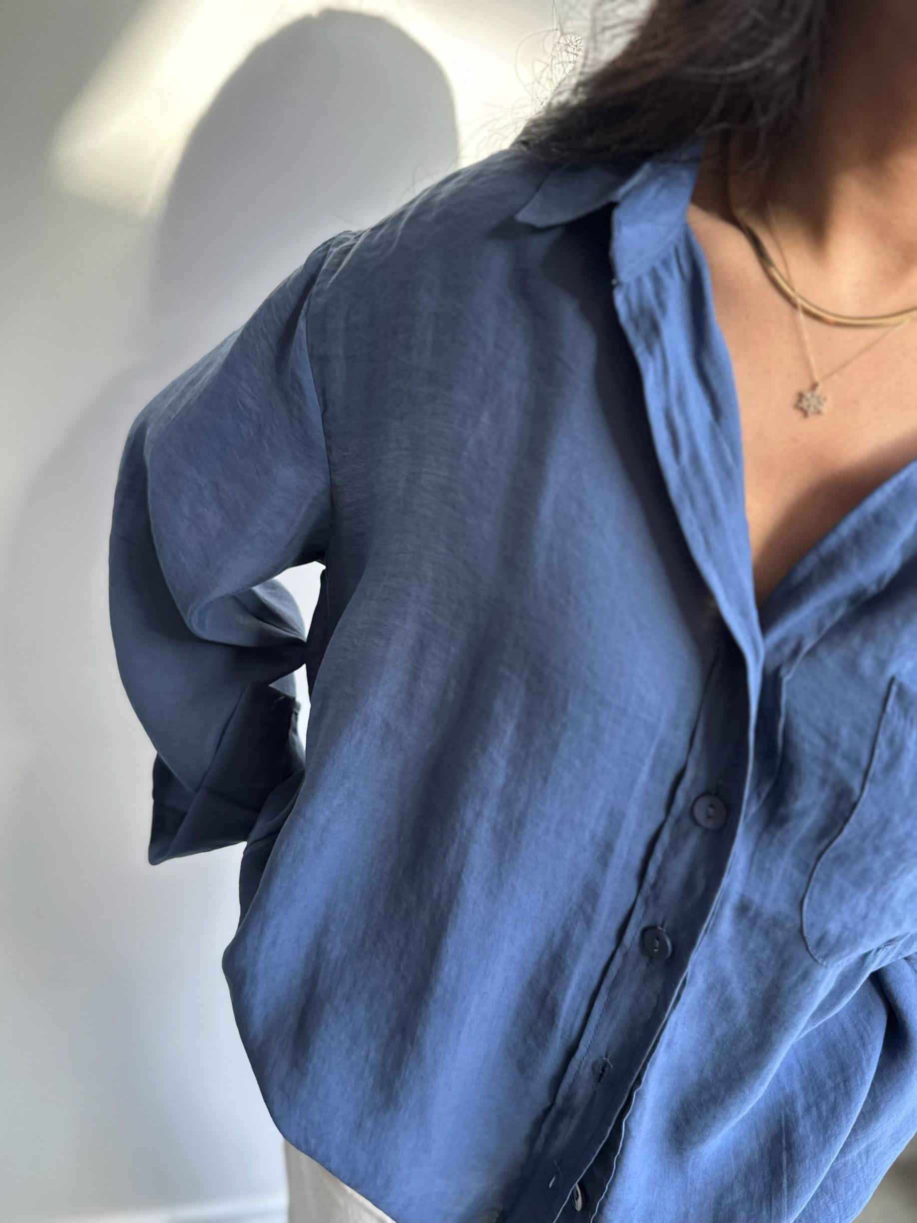 Lüx Kalite Basic Salaş Gömlek İndigo