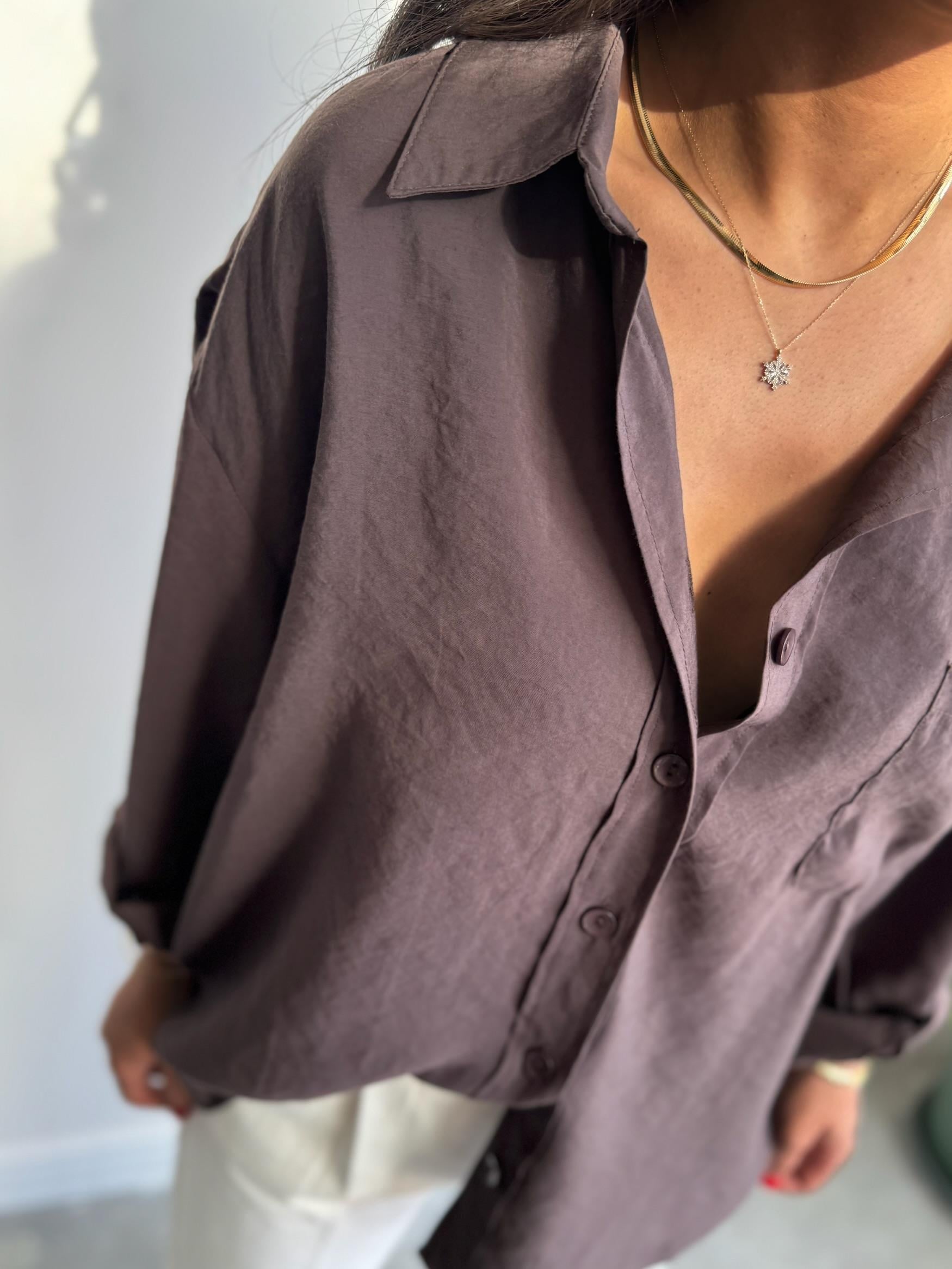 Lüx Kalite Basic Salaş Gömlek Kahve