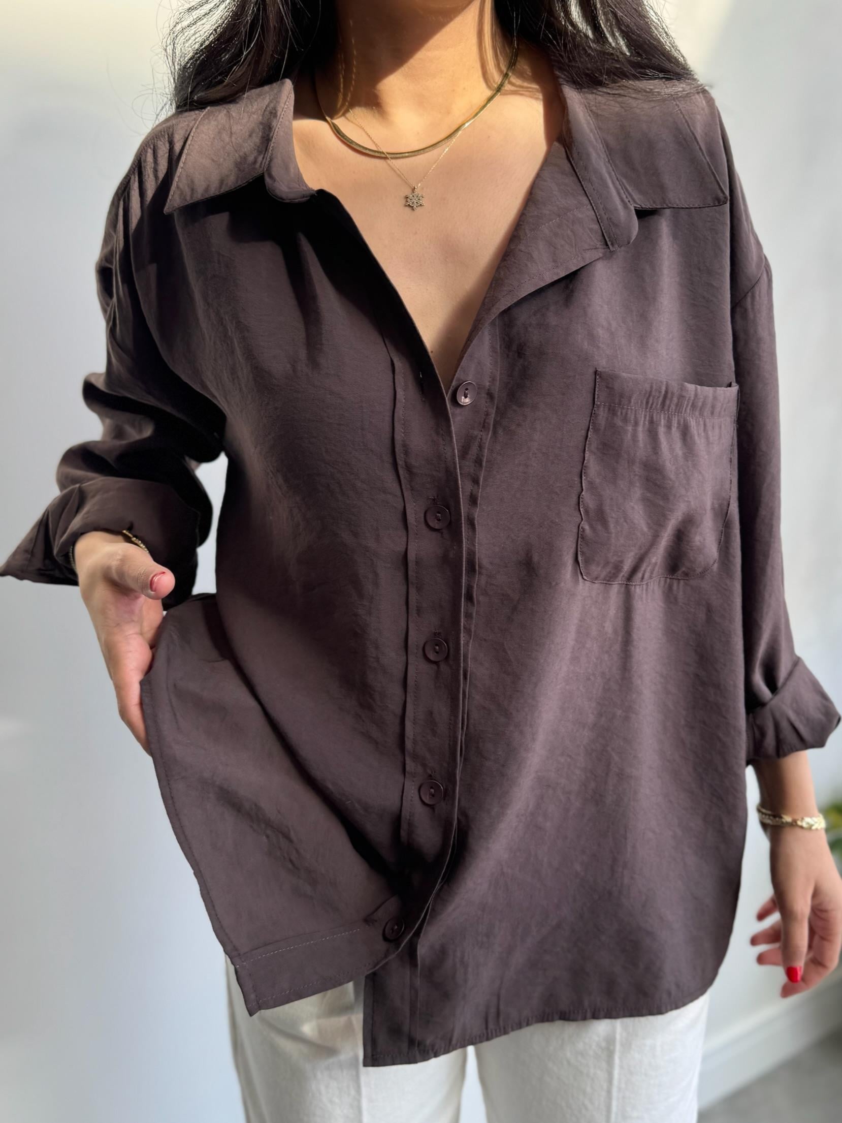 Lüx Kalite Basic Salaş Gömlek Kahve