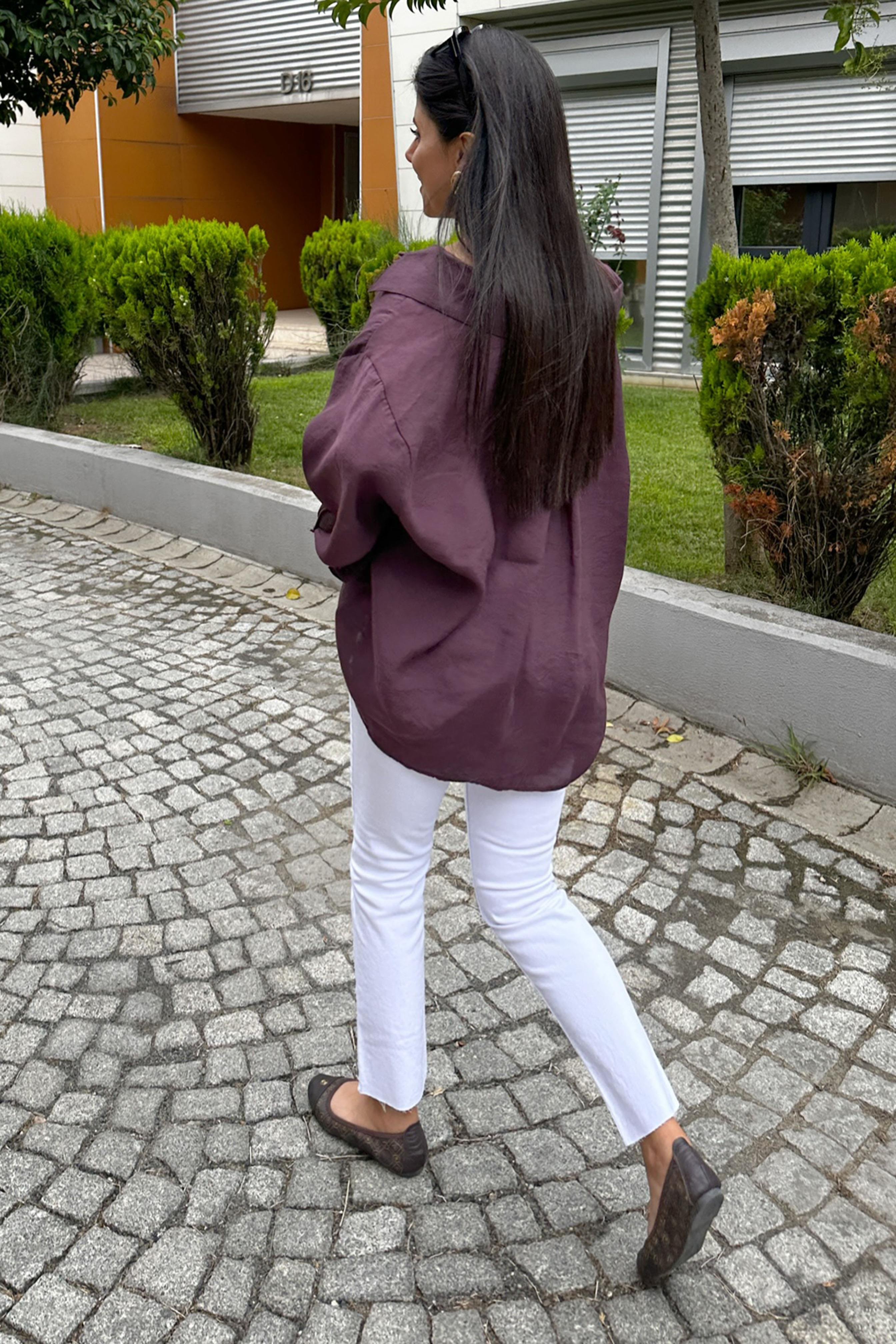 Lüx Kalite Basic Salaş Gömlek Mürdüm