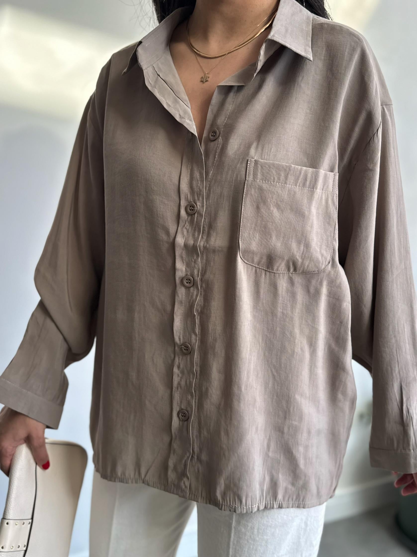 Lüx Kalite Basic Salaş Gömlek Vizon