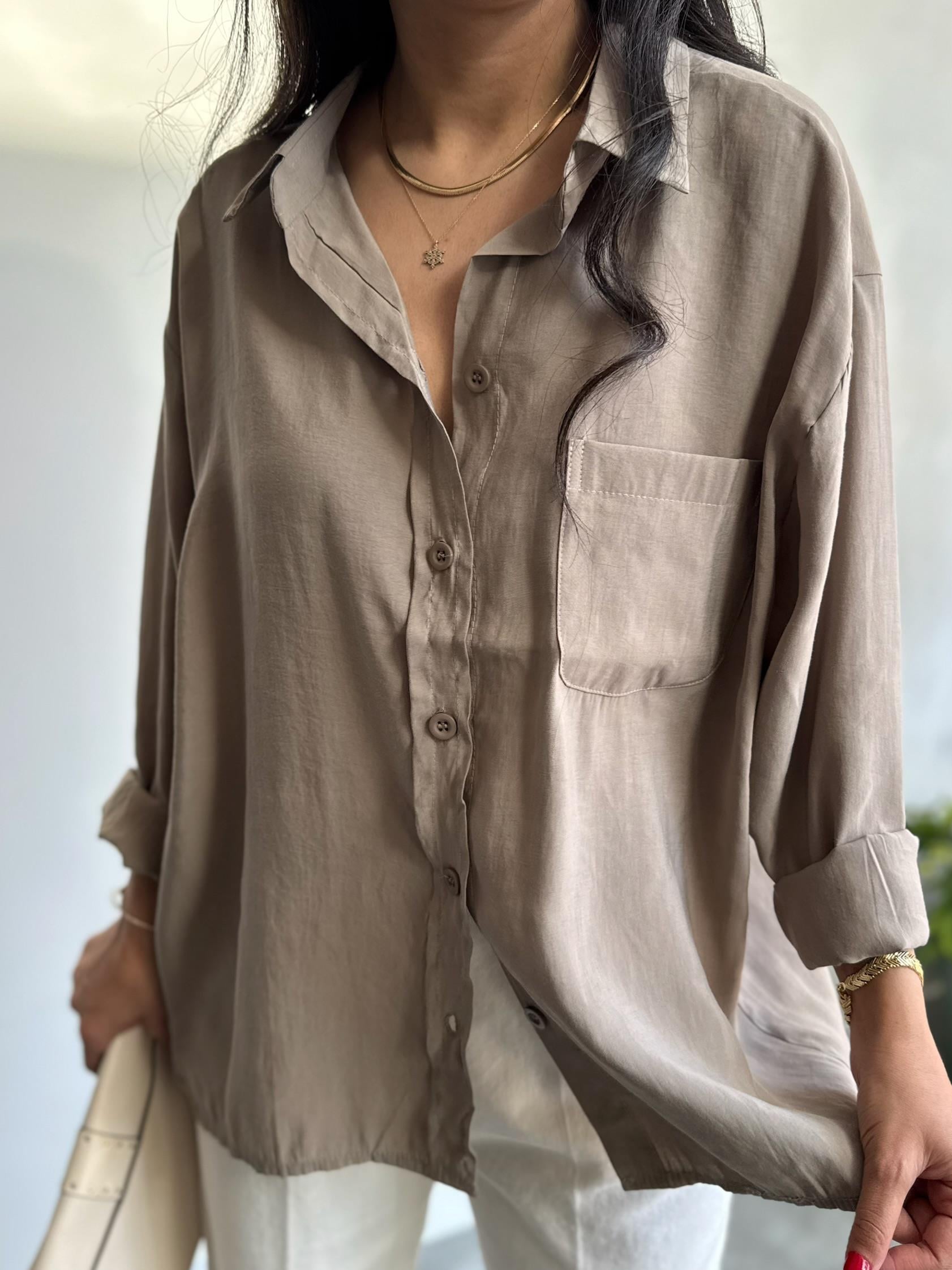 Lüx Kalite Basic Salaş Gömlek Vizon