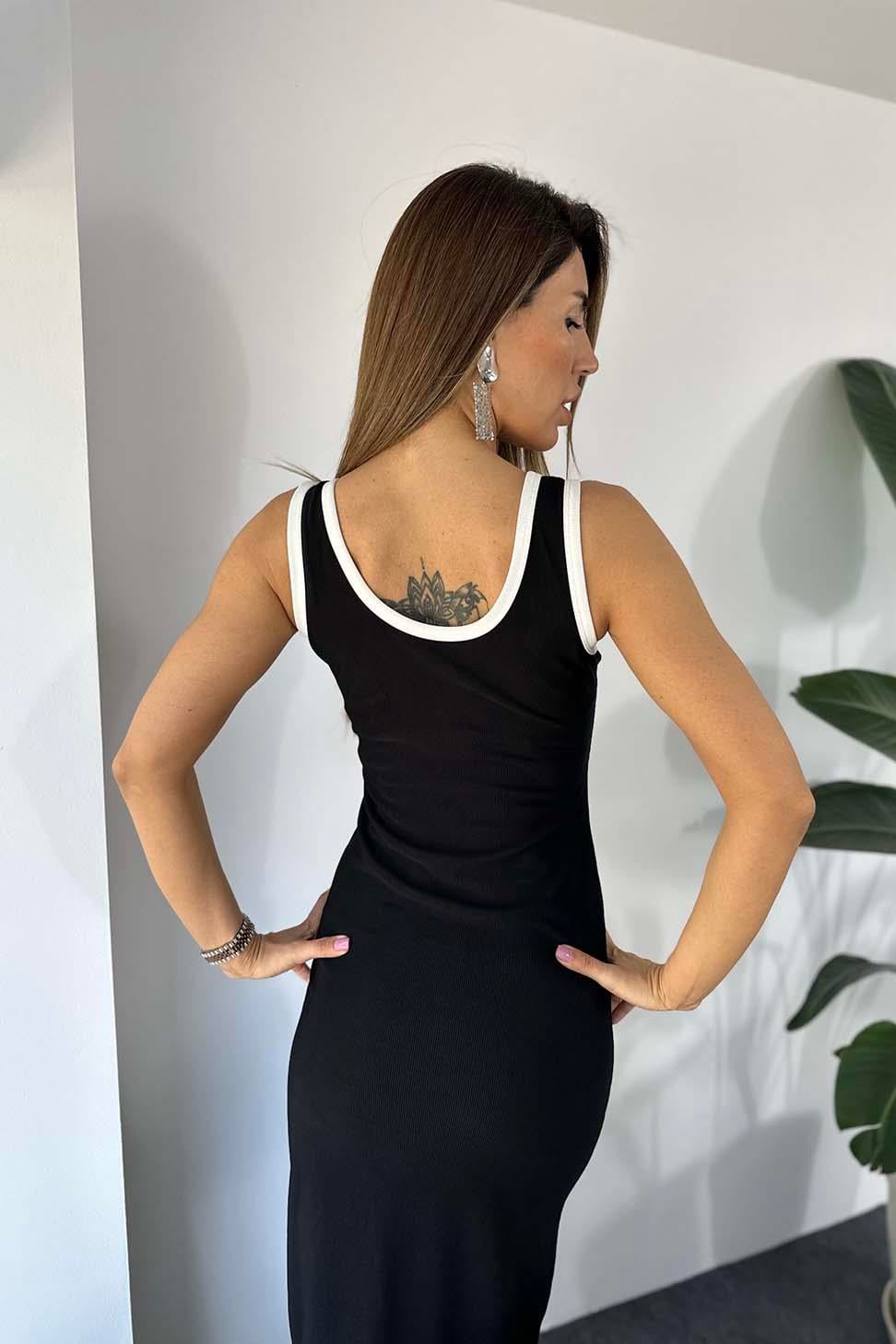 Marka Model Fitilli Biyeli Elbise Siyah