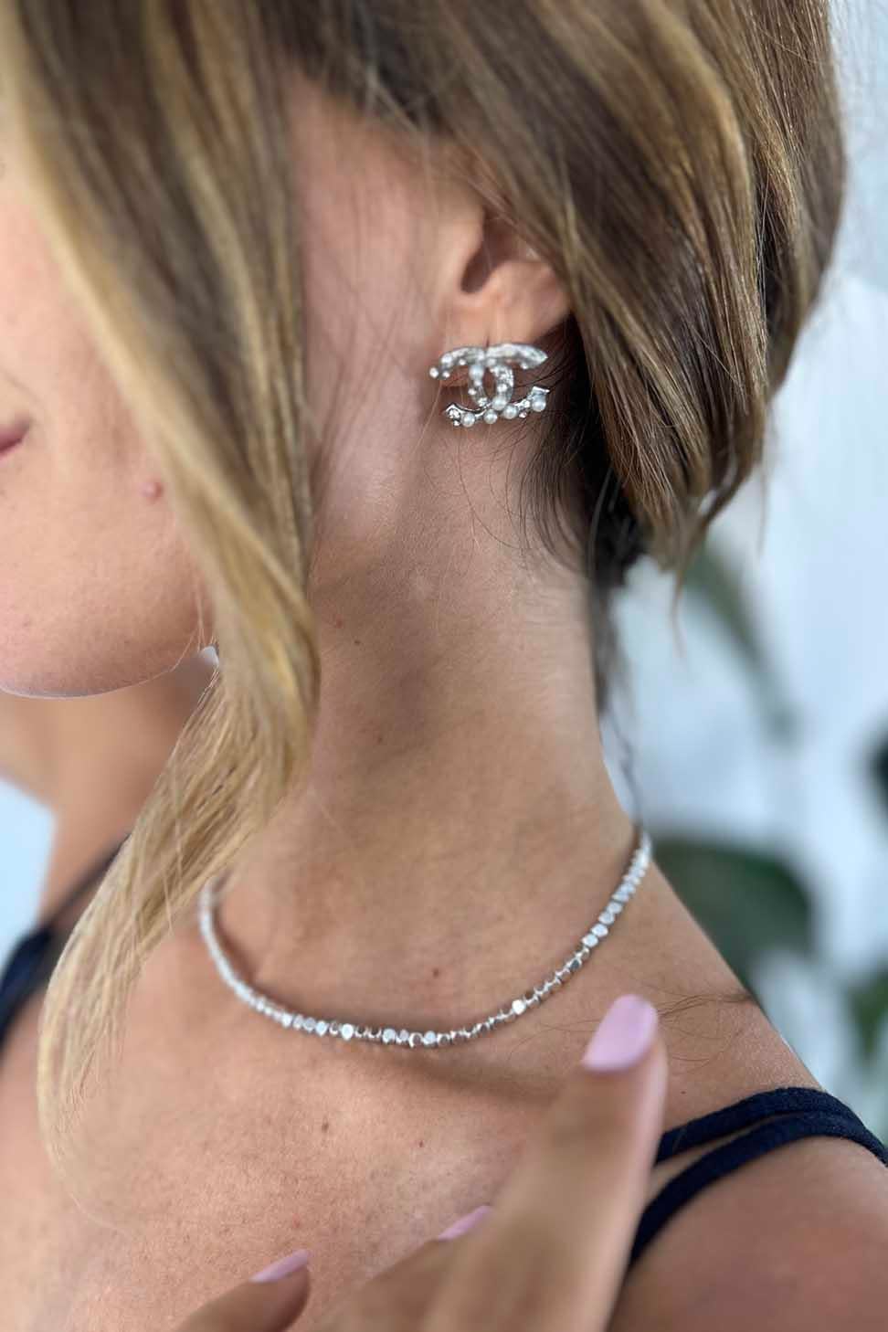 Marka Model İnci Detaylı Küpe Silver