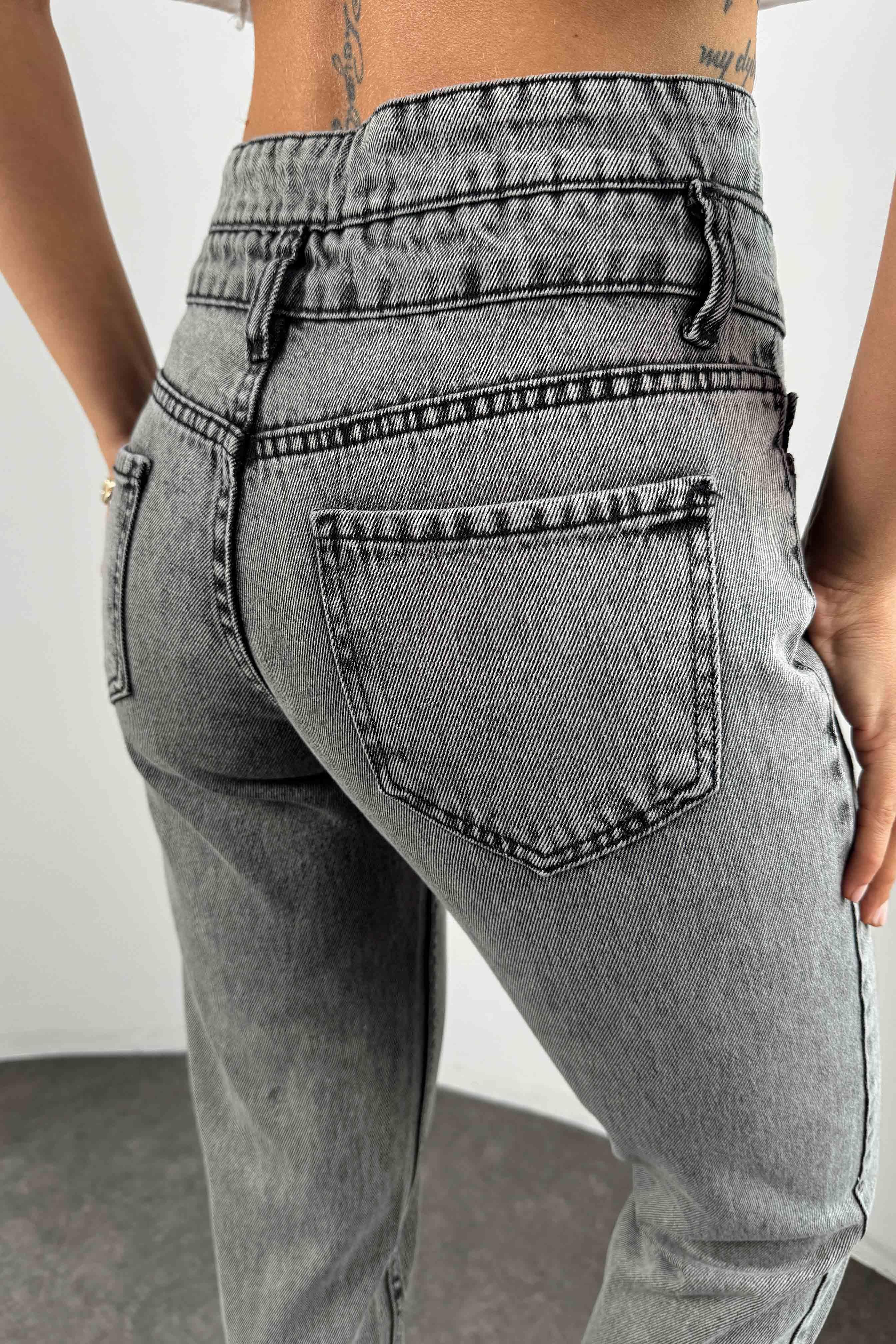 Marka Model Kar Yıkamalı Kadın Jean Gri