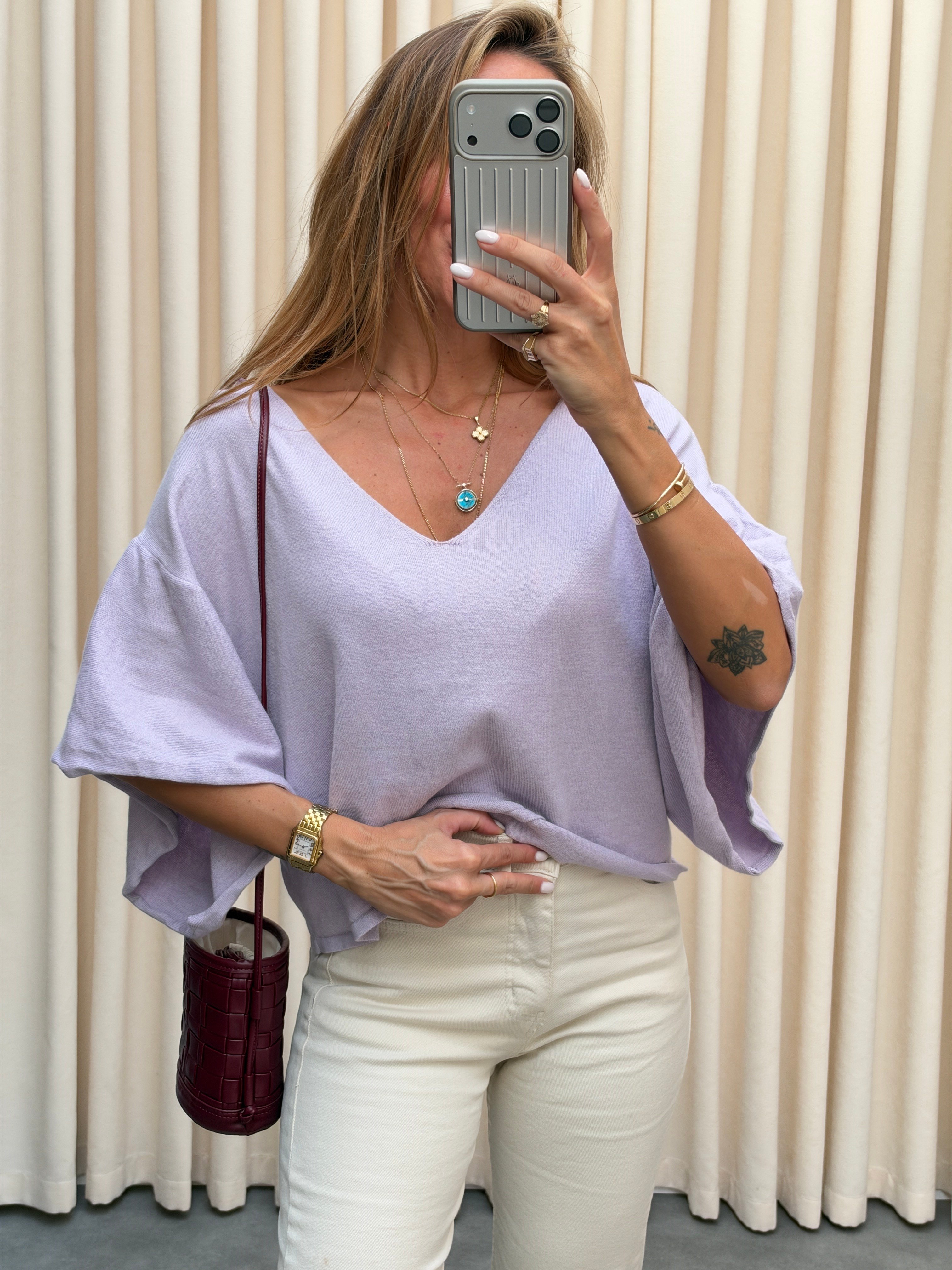 Marka Model Ön Arka V Triko Bluz Lila