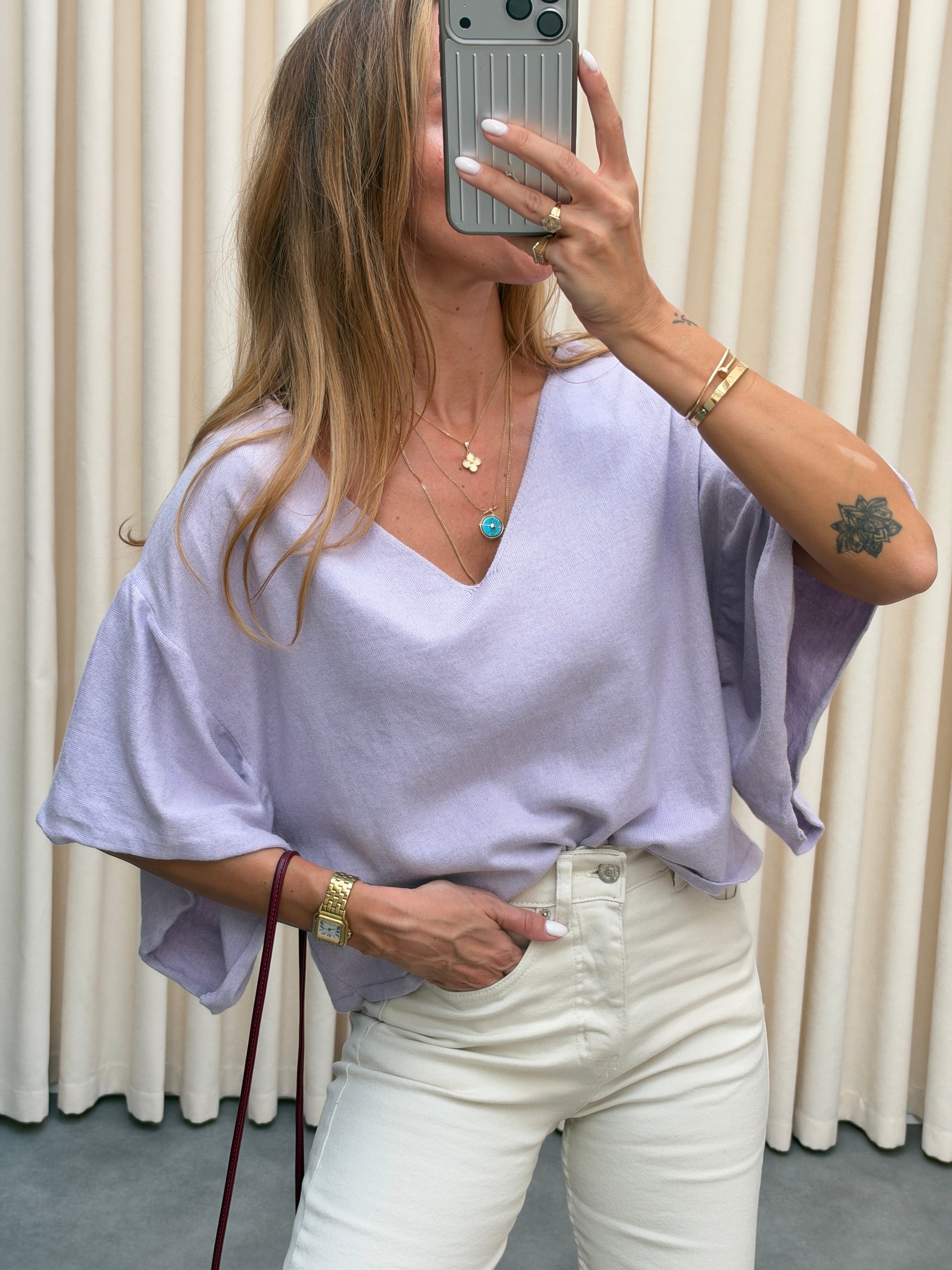 Marka Model Ön Arka V Triko Bluz Lila
