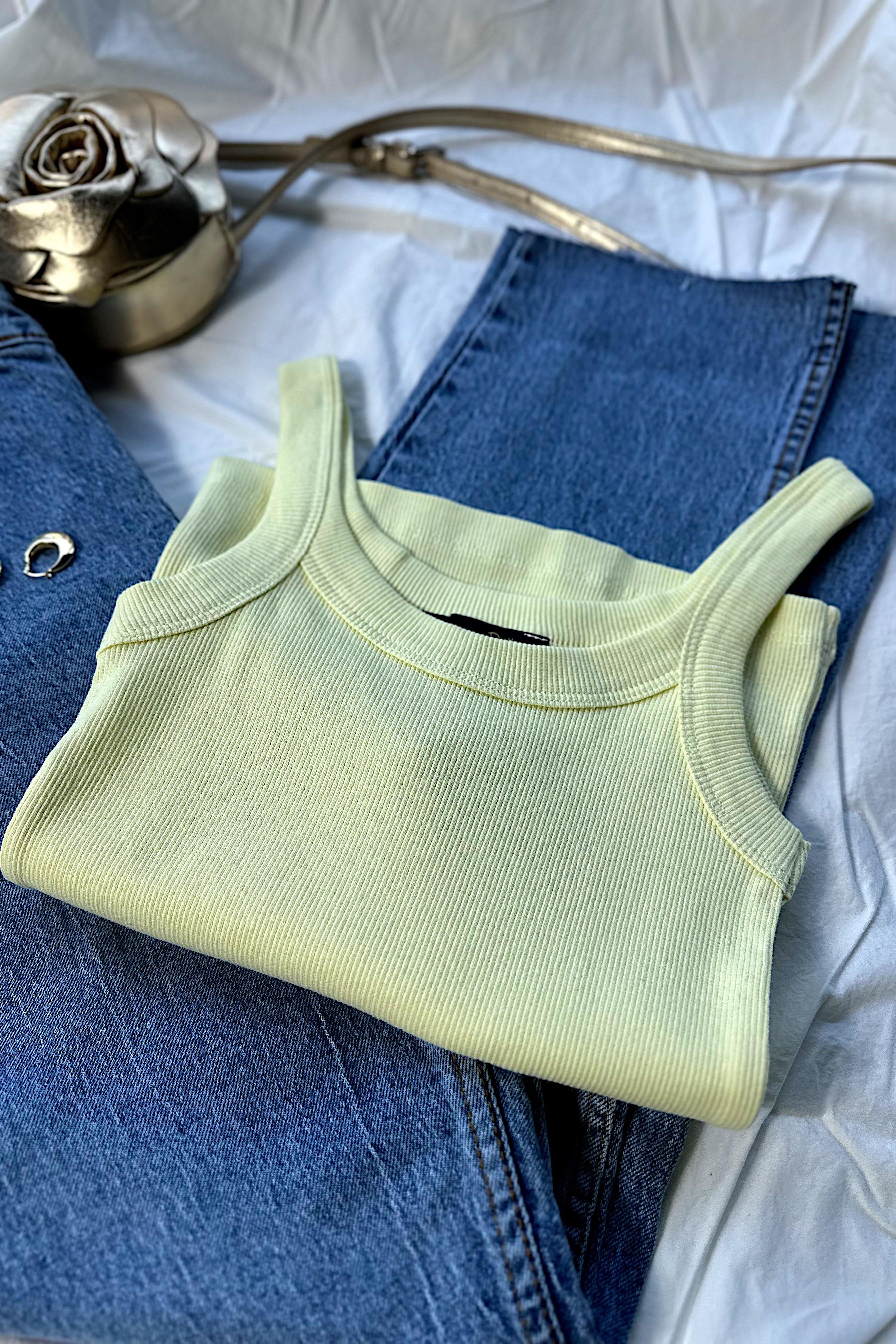 Marka Muadil Askılı Tasarım Crop Bluz Sarı