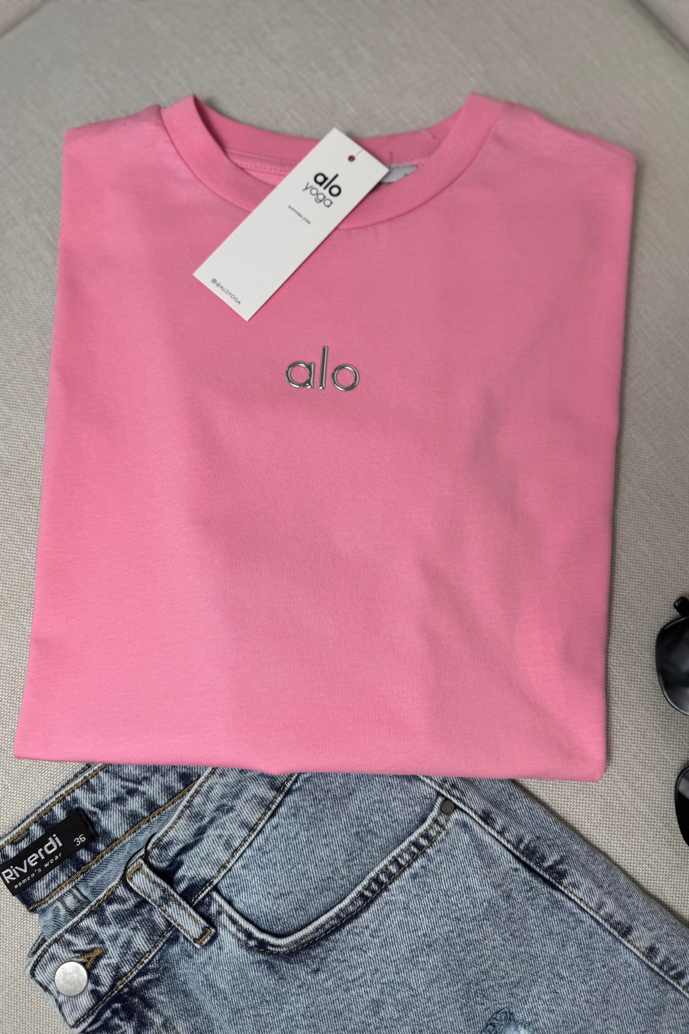 Marka Muadil Baskılı Basic Bluz Pembe