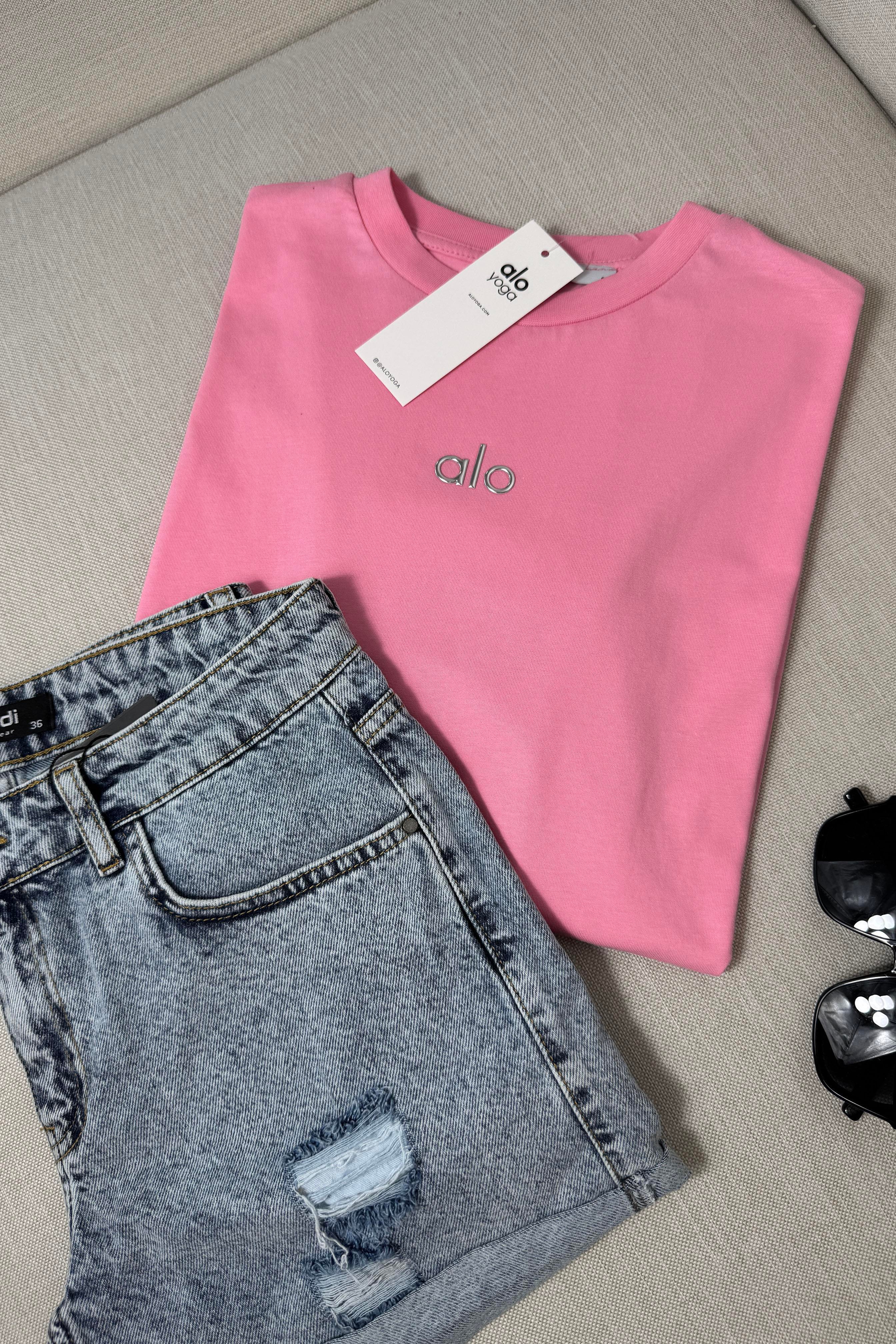 Marka Muadil Baskılı Basic Bluz Pembe