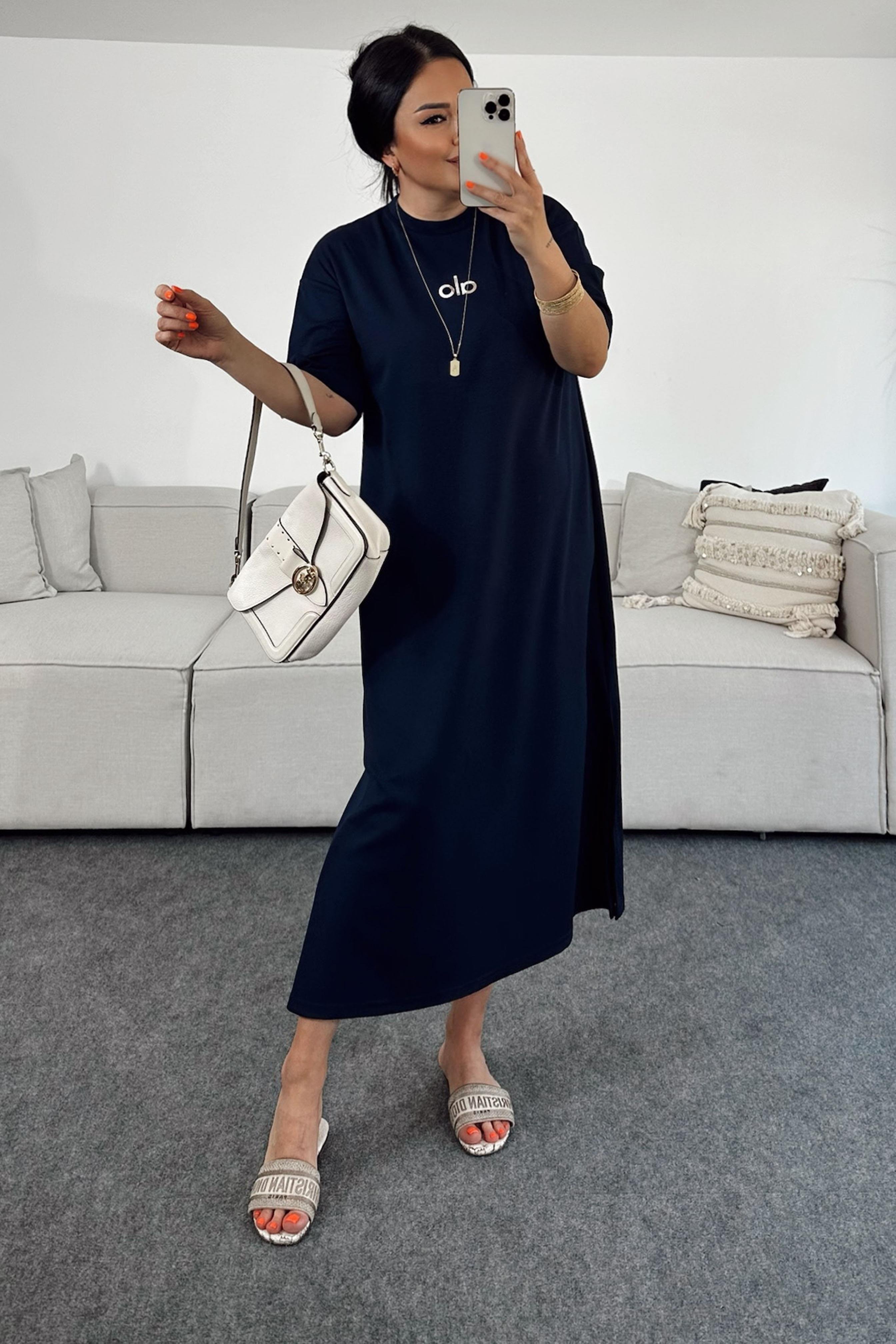 Marka Muadil Oversize Kesim Midi Elbise Lacivert
