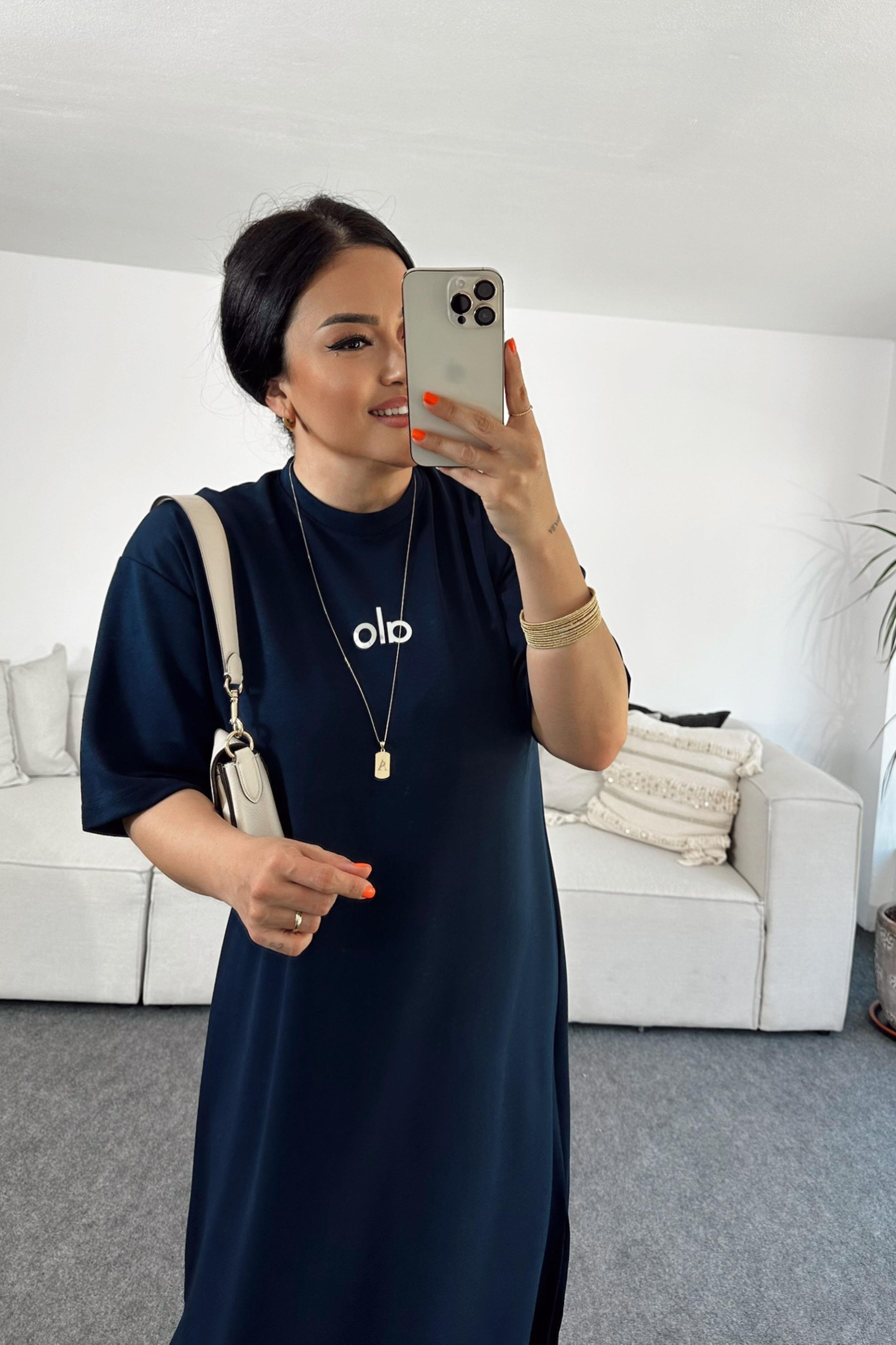 Marka Muadil Oversize Kesim Midi Elbise Lacivert