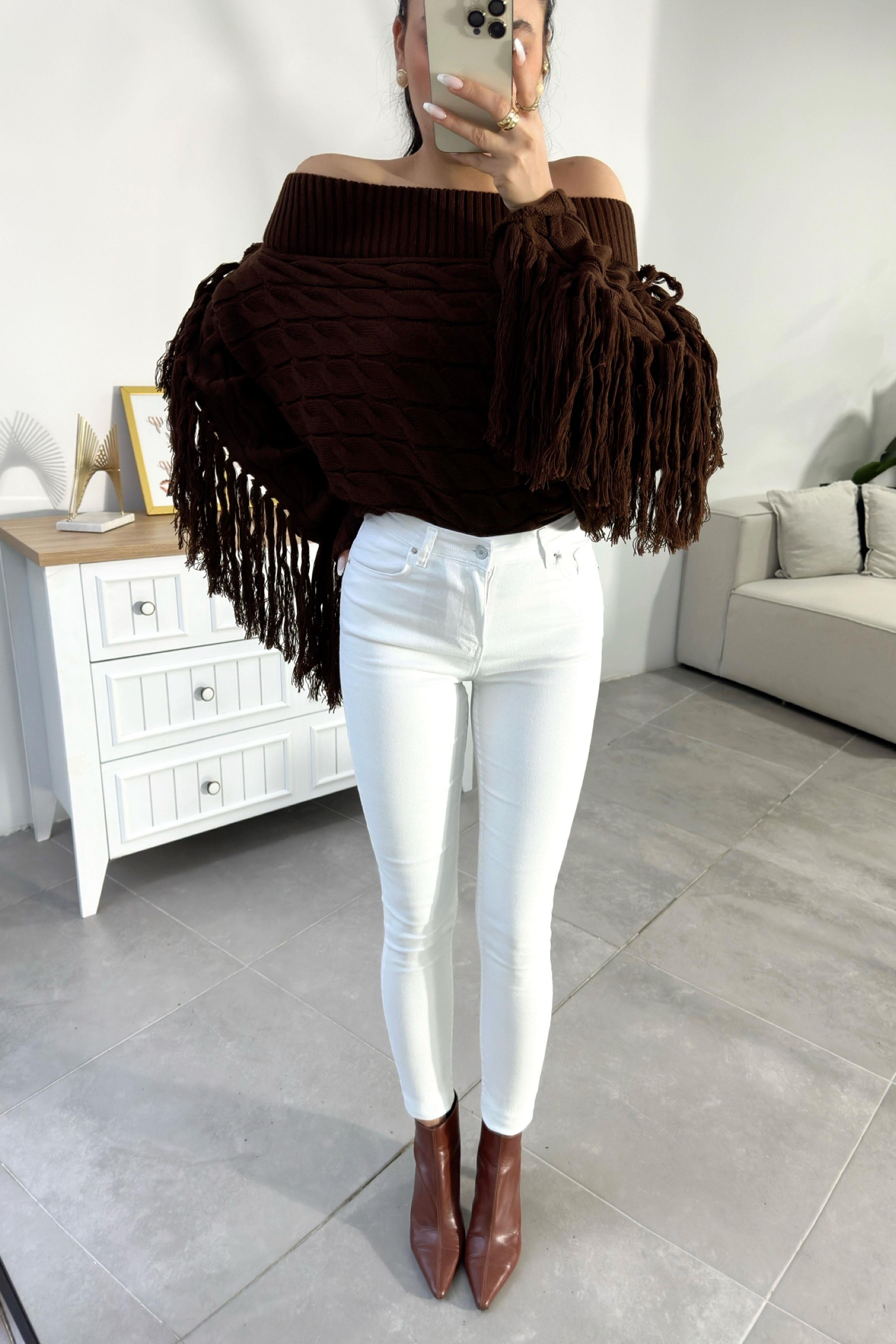 Marka Muadil Yüksek Bel Slim Fit Jean Pantolon Beyaz