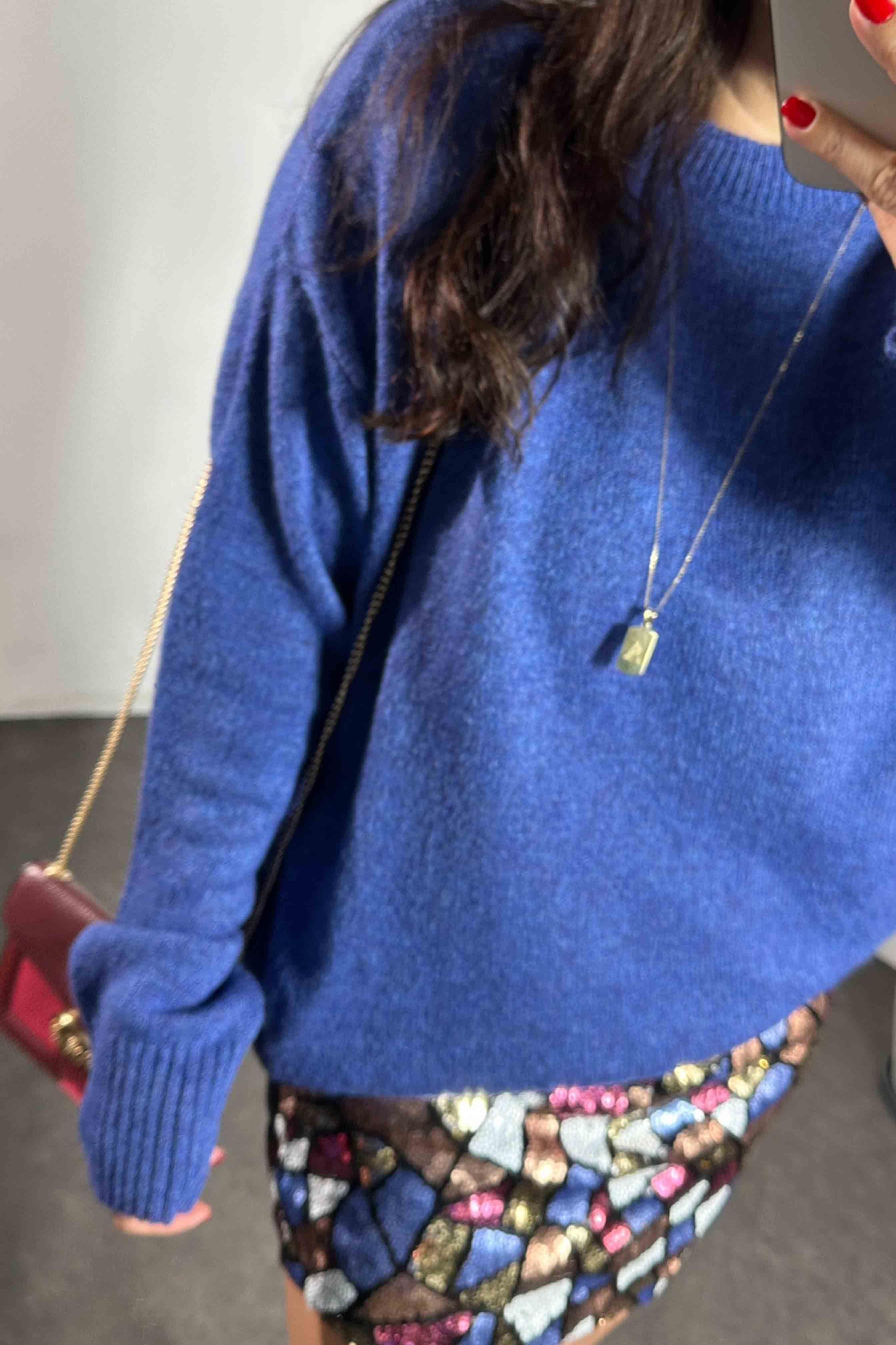 Massi Model Bisiklet Yaka Basic Yumoş Kazak Saks Mavisi