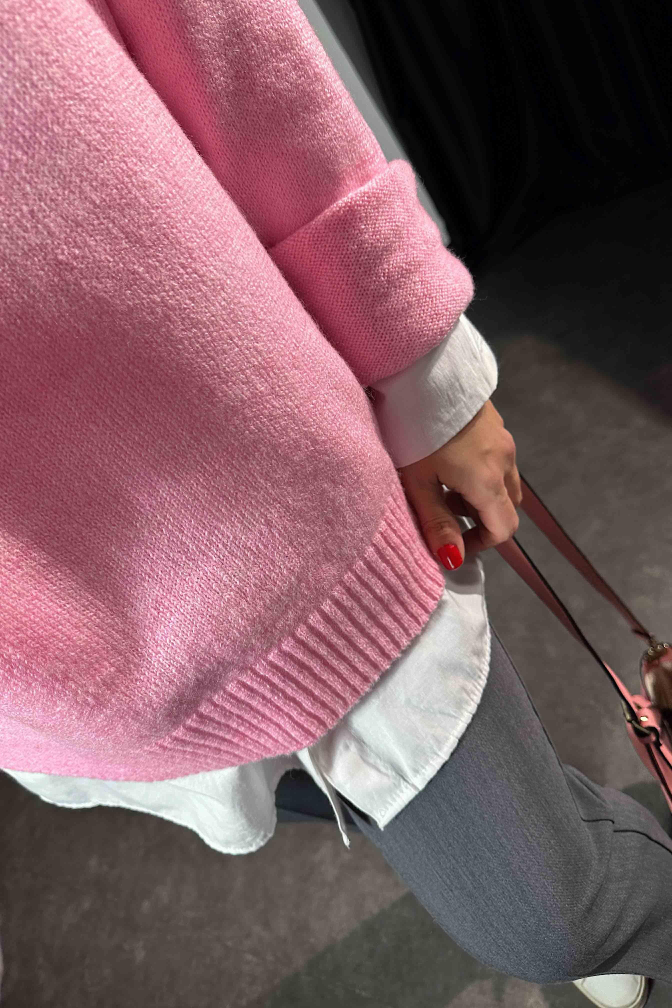 Massi Model Bisiklet Yaka Basic Yumoş Kazak Pembe