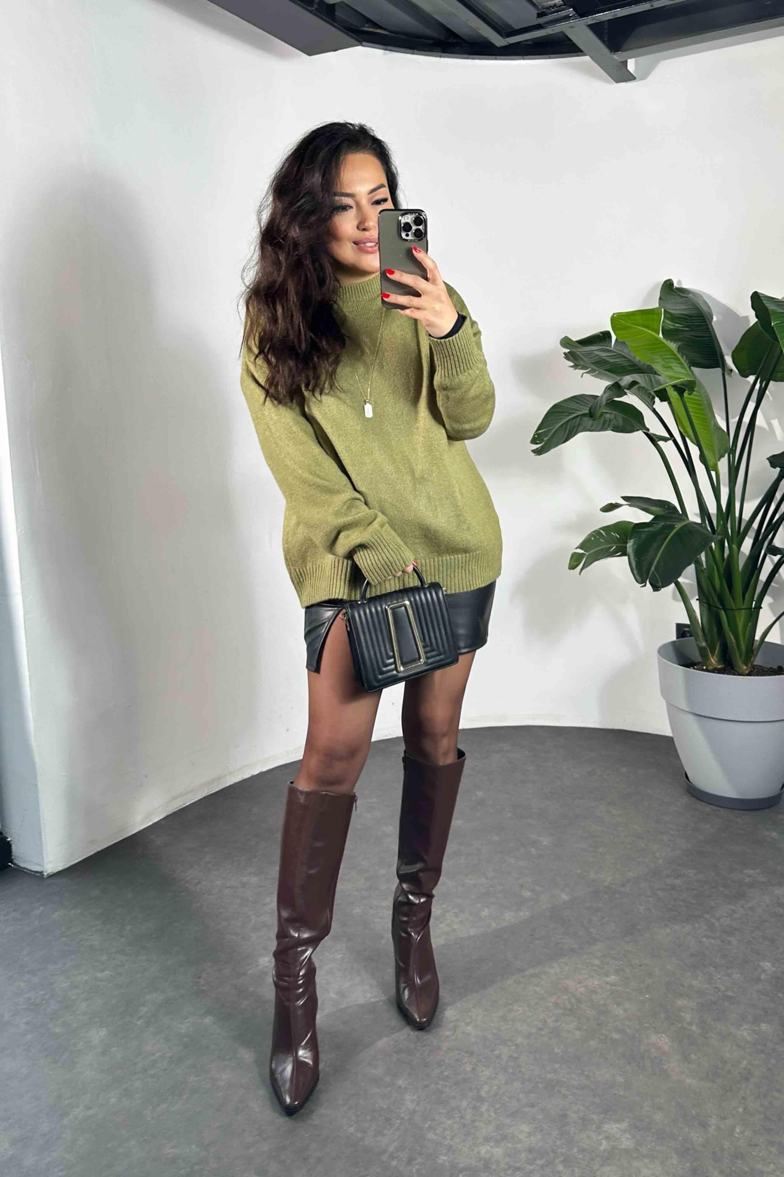 Massi Model Bisiklet Yaka Basic Yumoş Kazak Haki