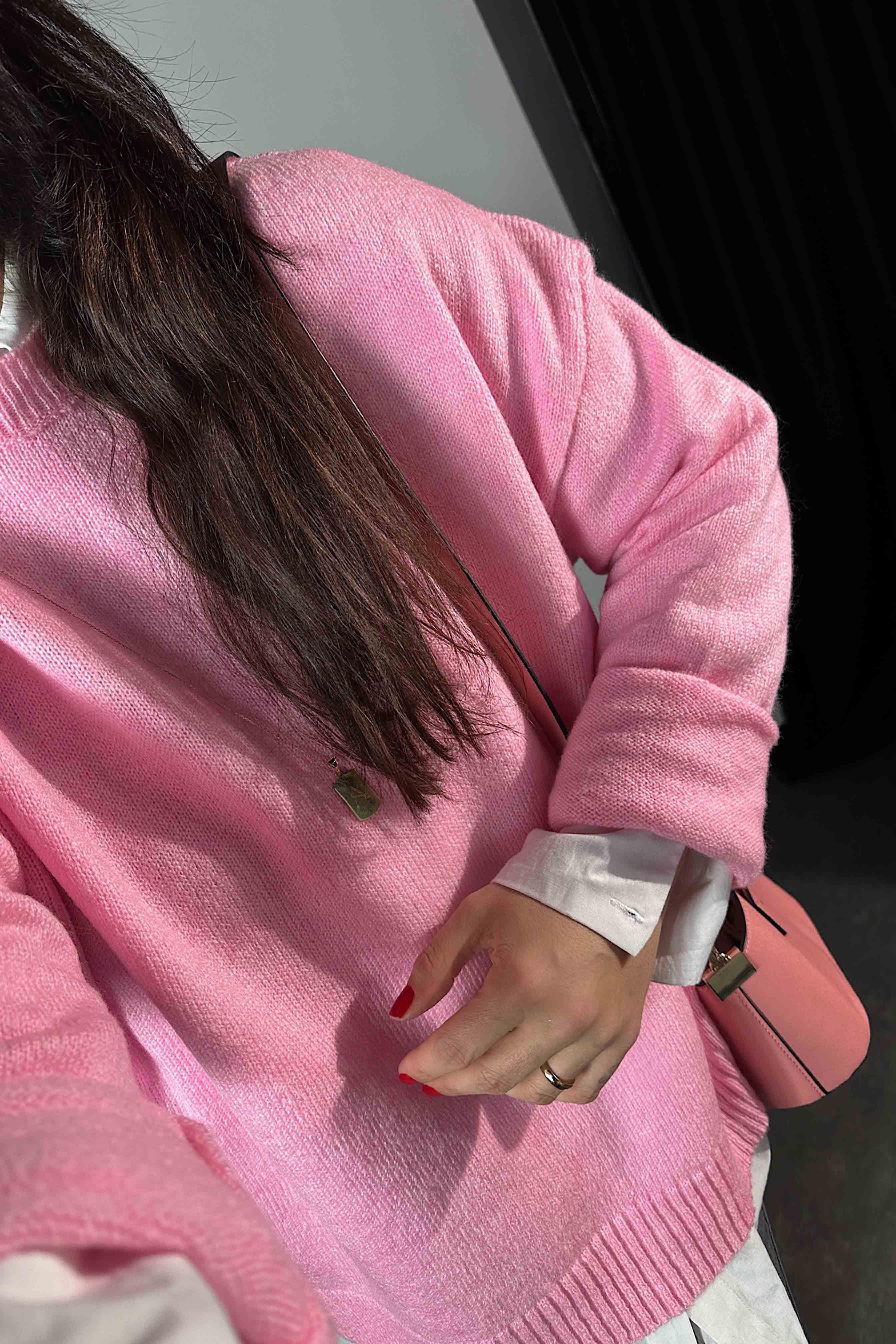 Massi Model Bisiklet Yaka Basic Yumoş Kazak Pembe