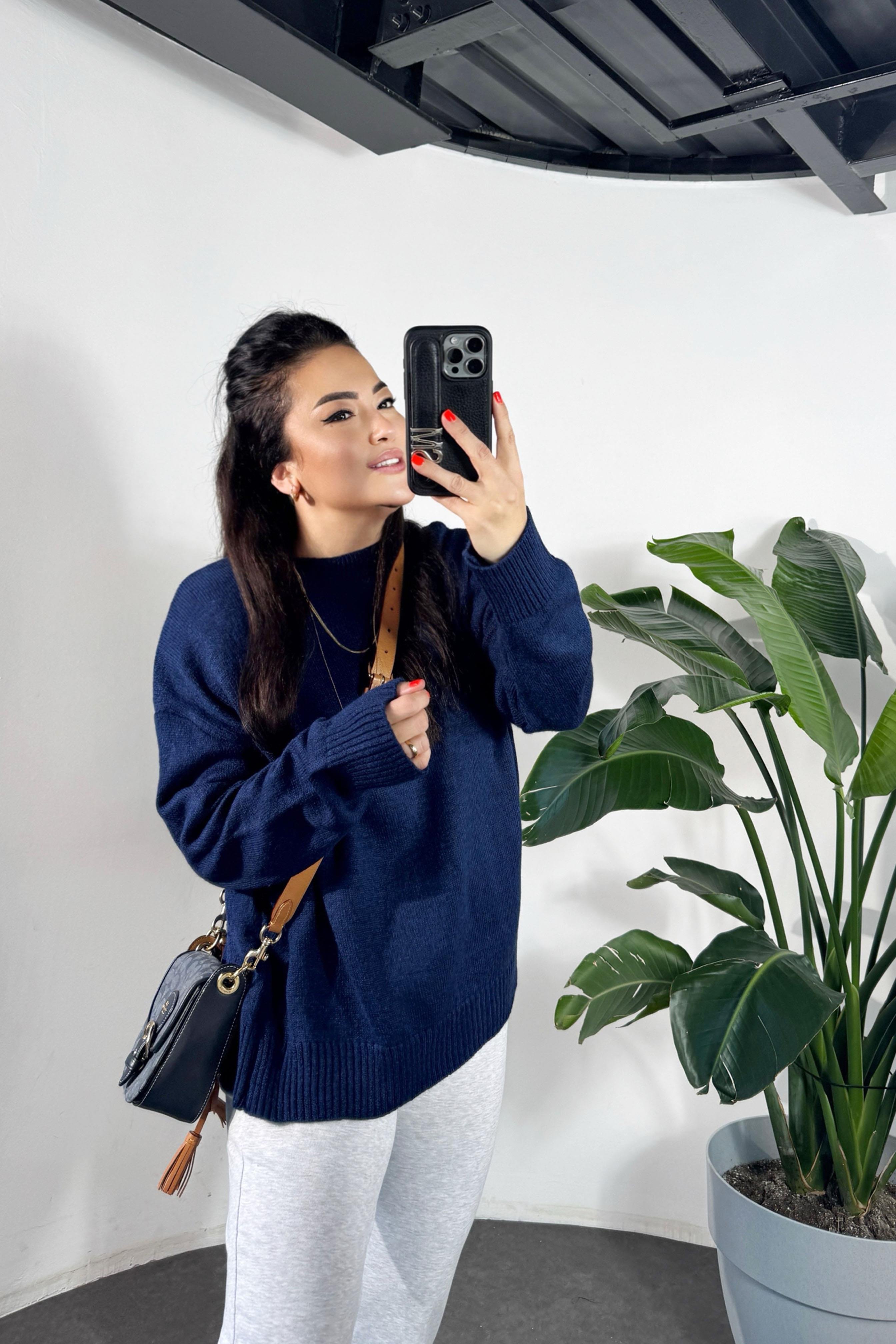 Massi Model Bisiklet Yaka Basic Yumoş Kazak Lacivert