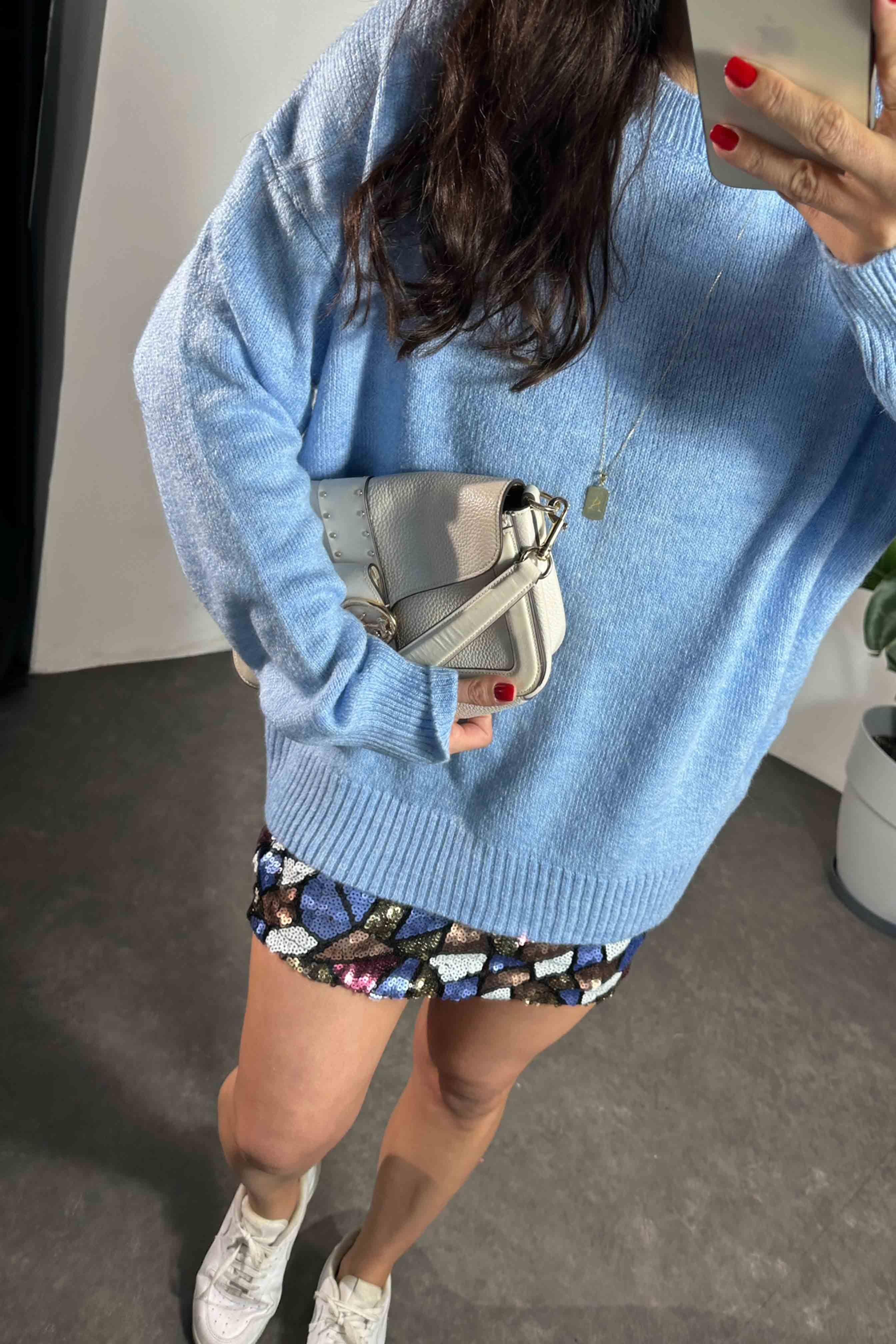 Massi Model Bisiklet Yaka Basic Yumoş Kazak Bebe Mavisi