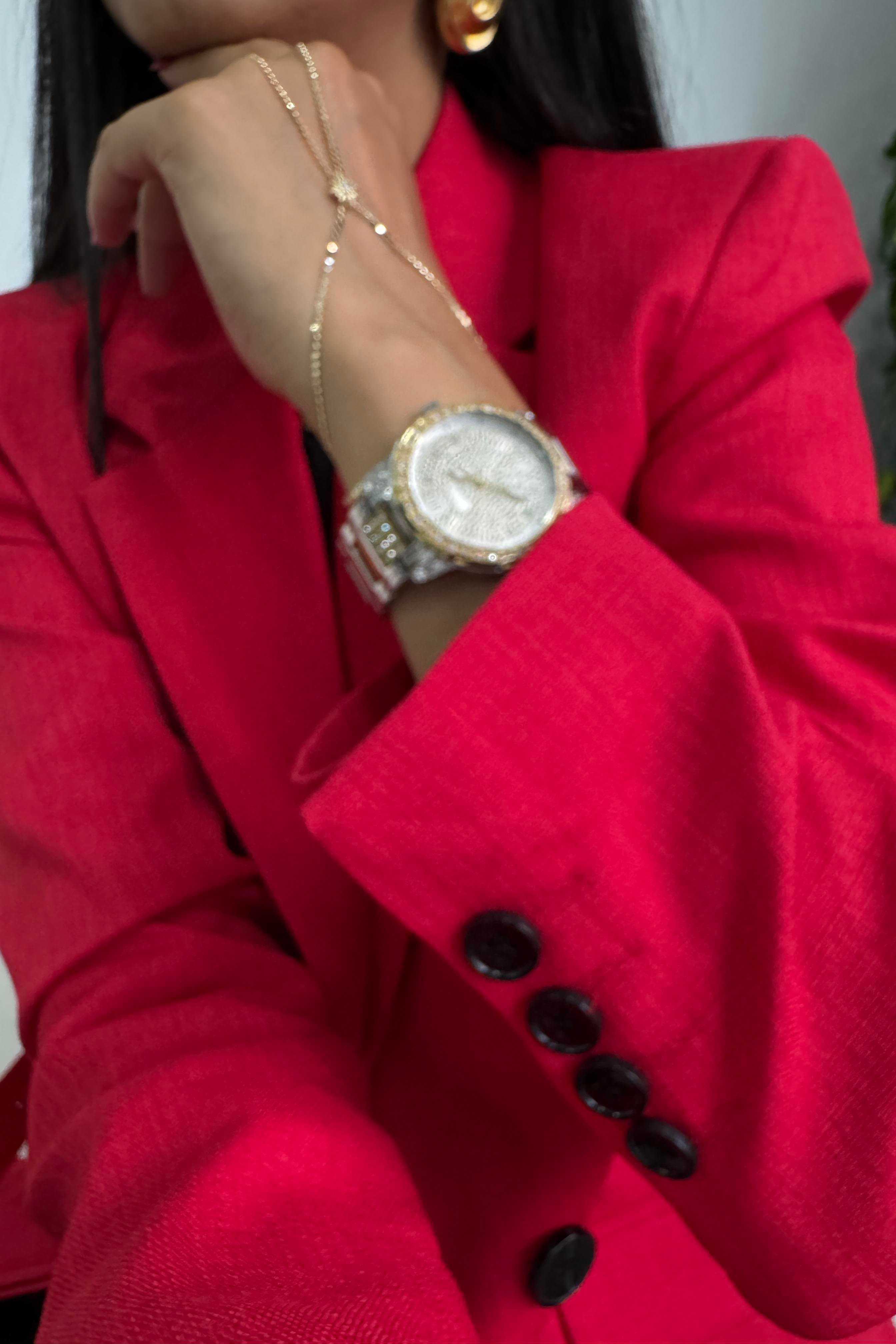 Massi Model Kuşak Bağlamalı Blazer Ceket Kırmızı