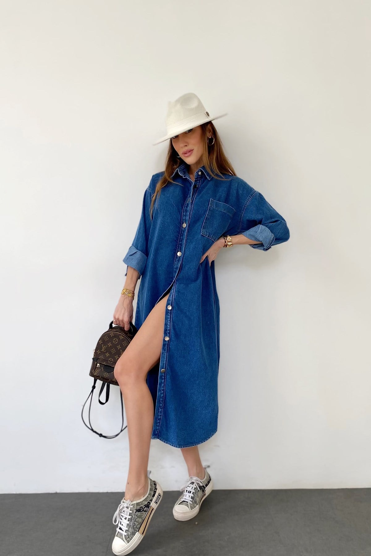 Mavi Tek Cep Tasarım Versay Denim Tasarım Elbise