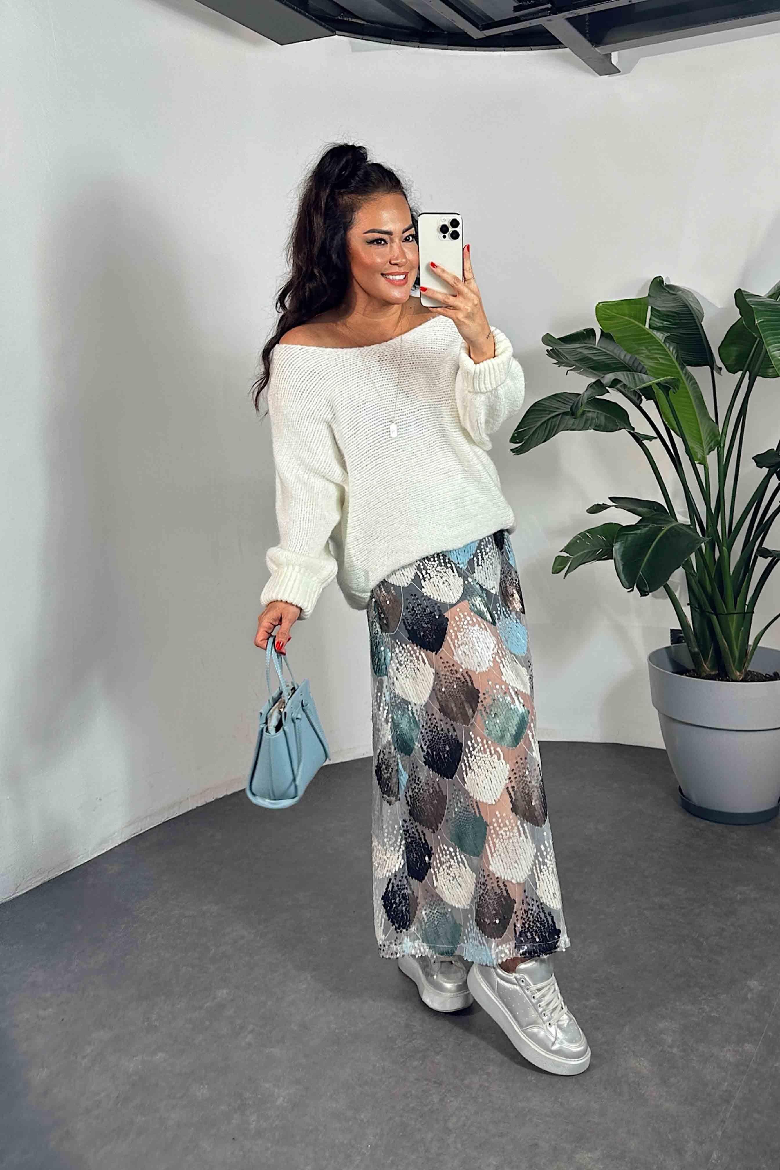 Mini Şort Astarlı Midi Boy Pul Payet Etek Renkli