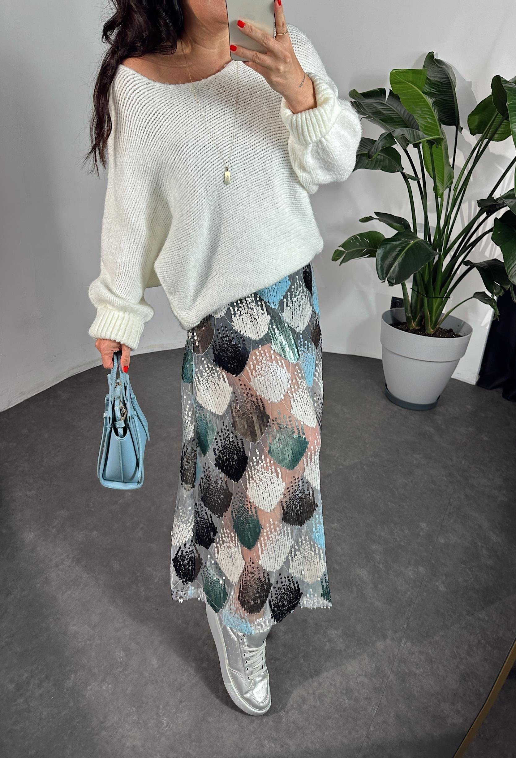 Mini Şort Astarlı Midi Boy Pul Payet Etek Renkli