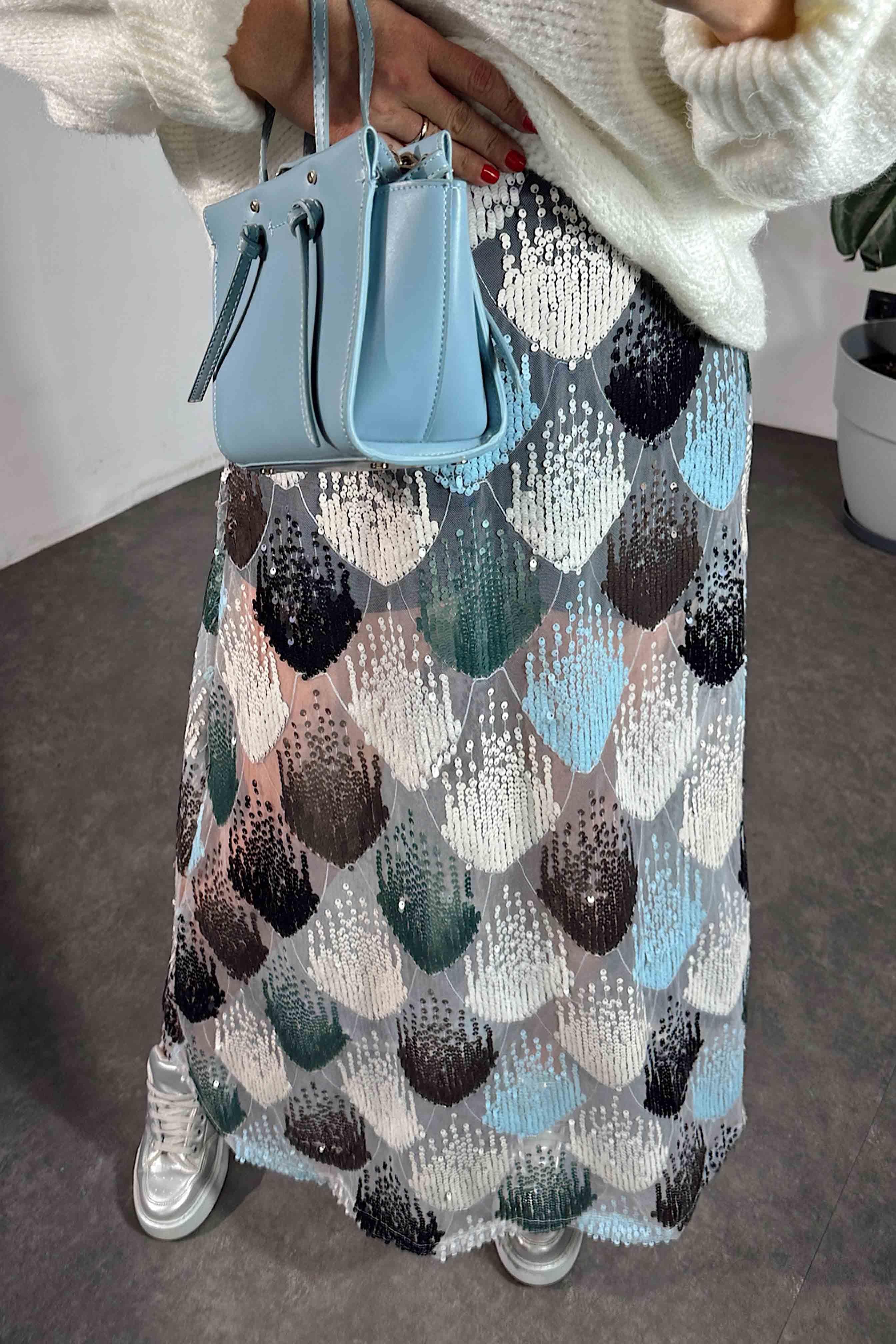 Mini Şort Astarlı Midi Boy Pul Payet Etek Renkli