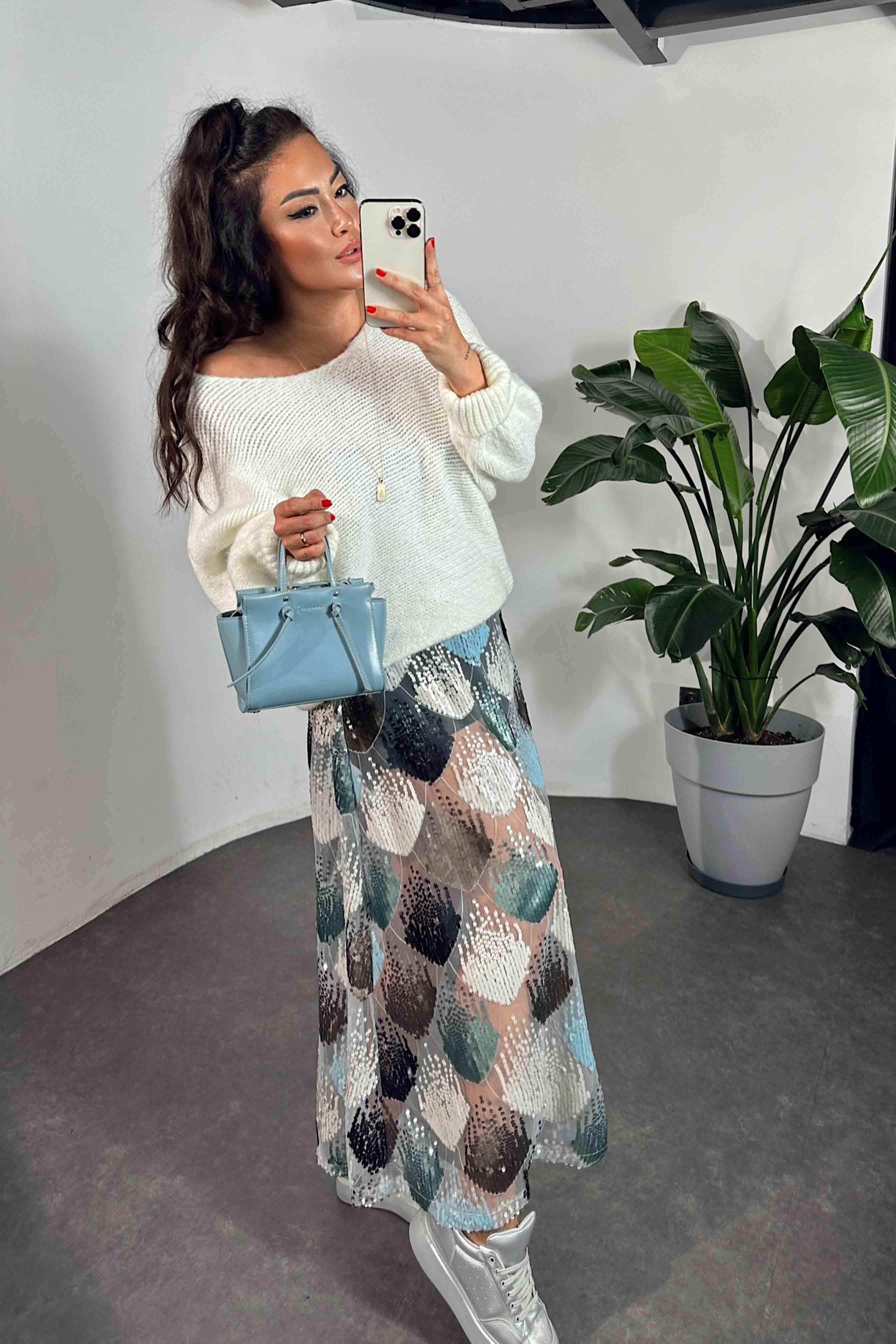 Mini Şort Astarlı Midi Boy Pul Payet Etek Renkli