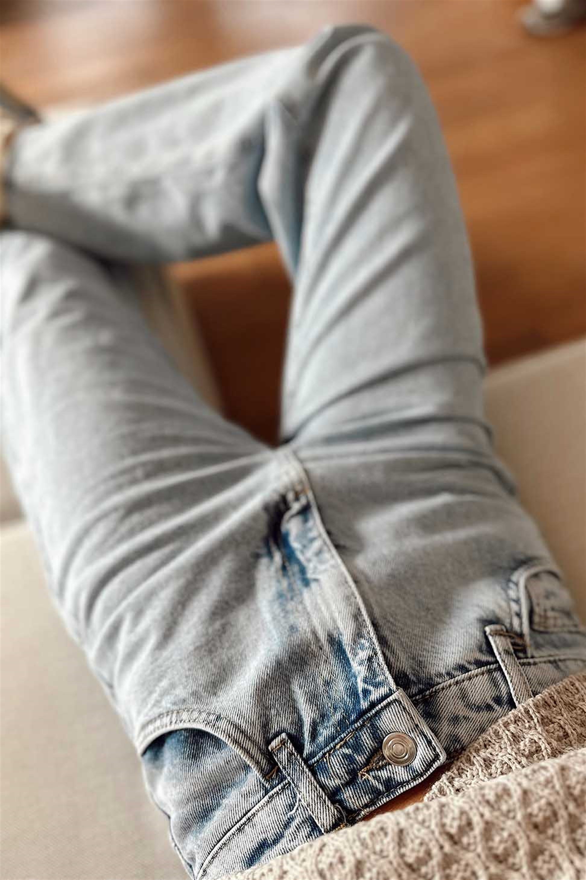 Mngo Model Kesik Paça Pantolon BUZ MAVİSİ