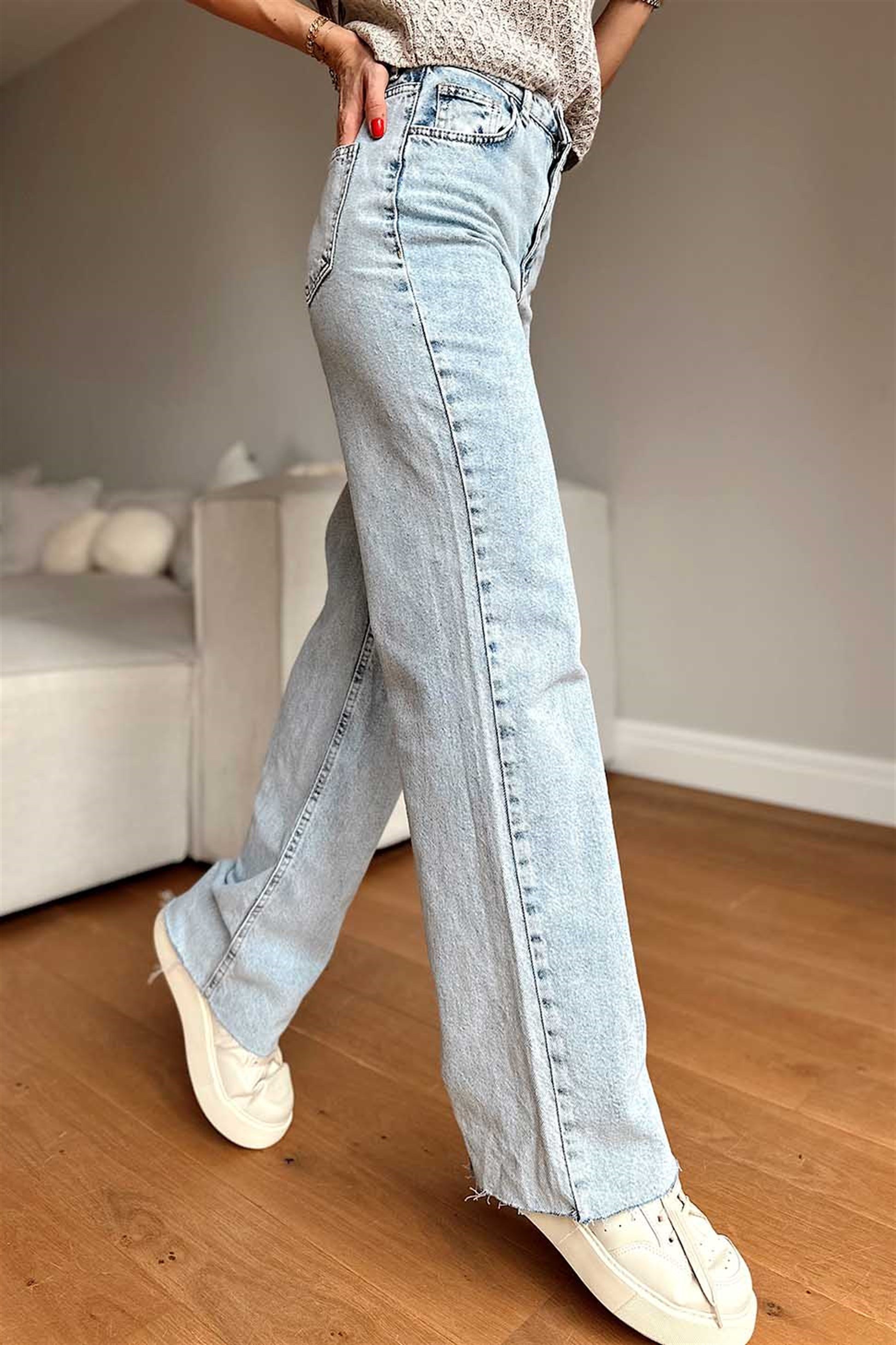 Mngo Model Kesik Paça Pantolon BUZ MAVİSİ