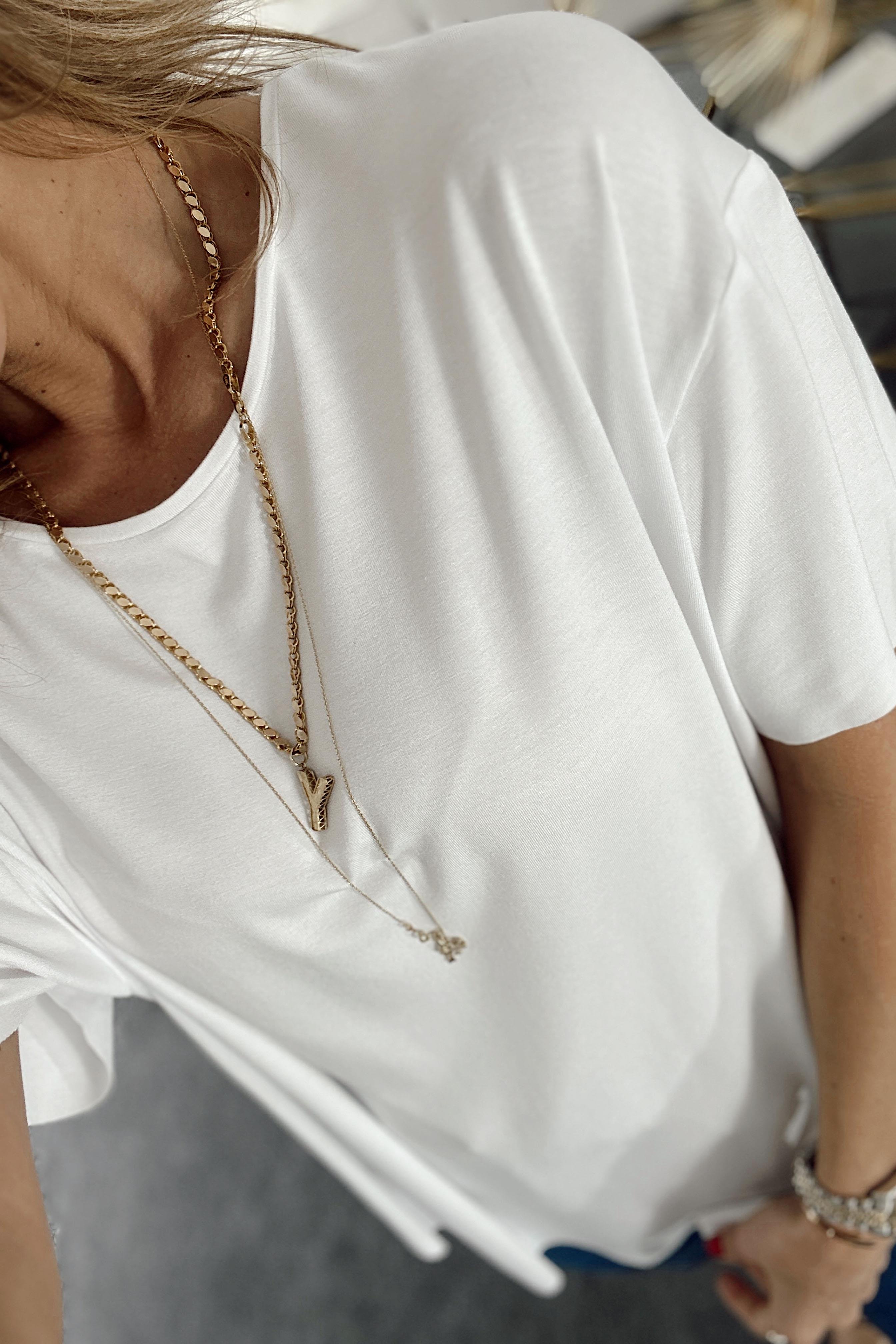 Modal Kumaş Lazer Kesim Basic Tişört Beyaz