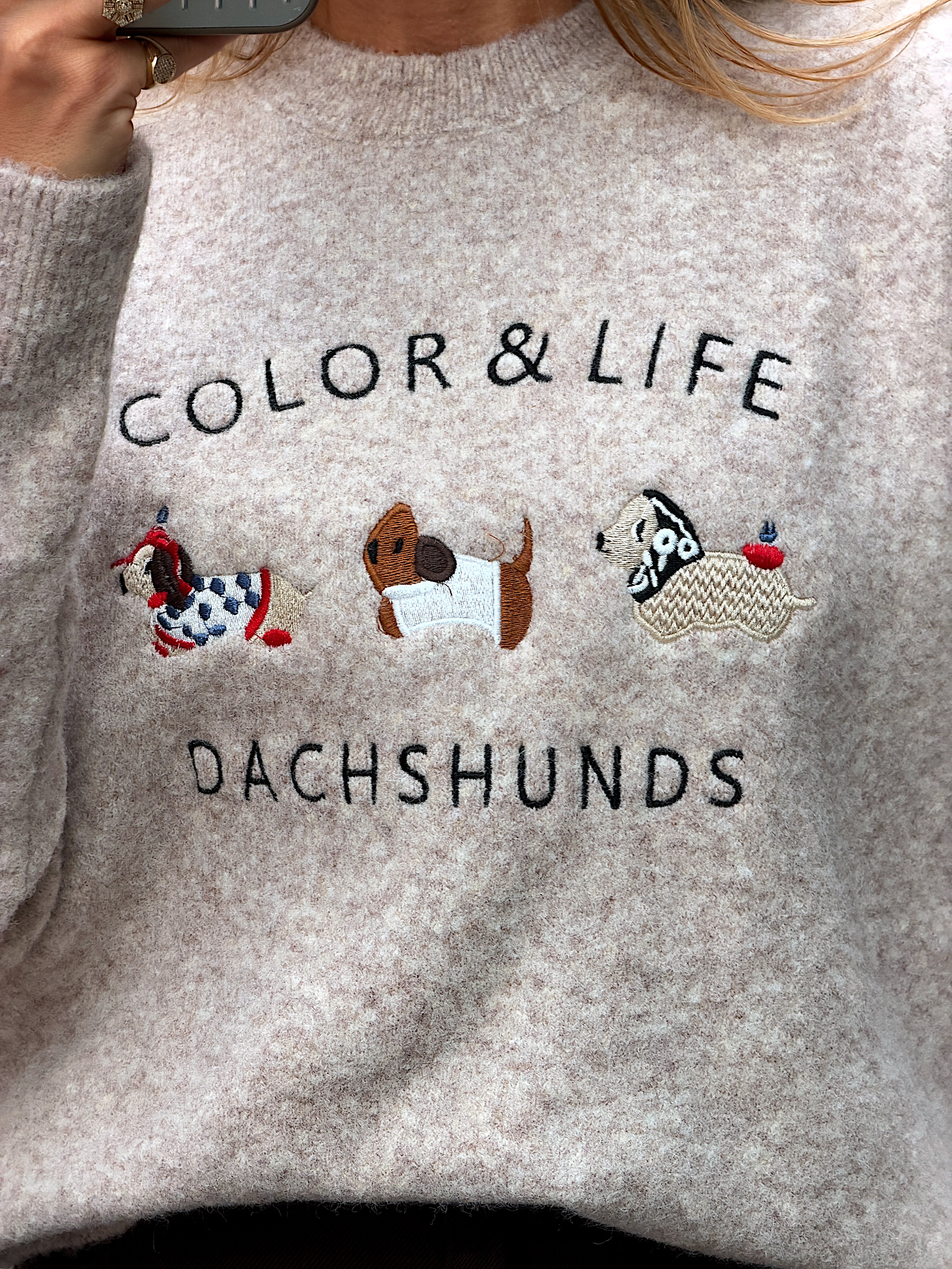 Nakış İşleme Figürlü Colours Life Yumoş Triko Vizon