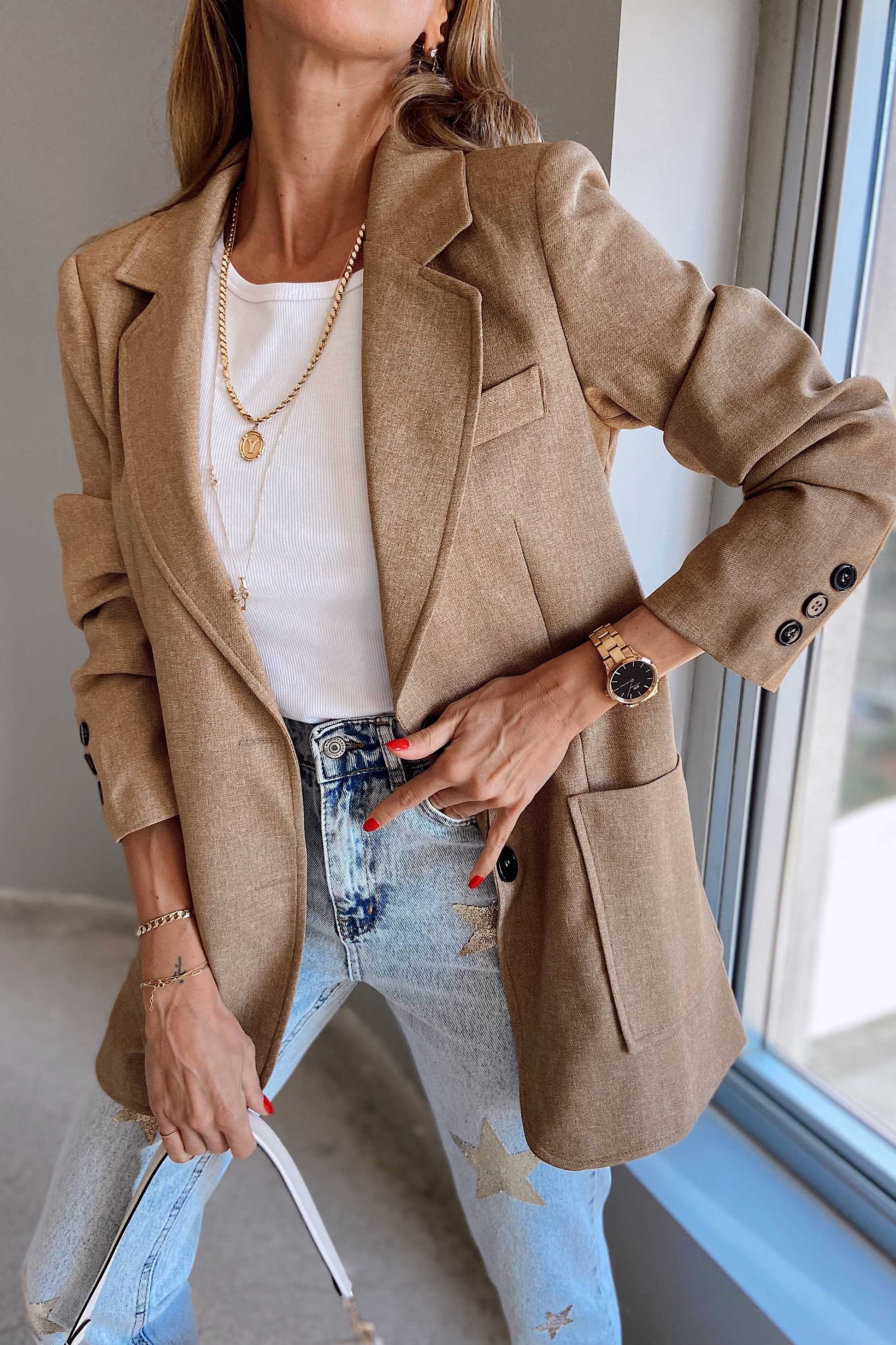 Orjinal Marka Blazer Ceket Bej