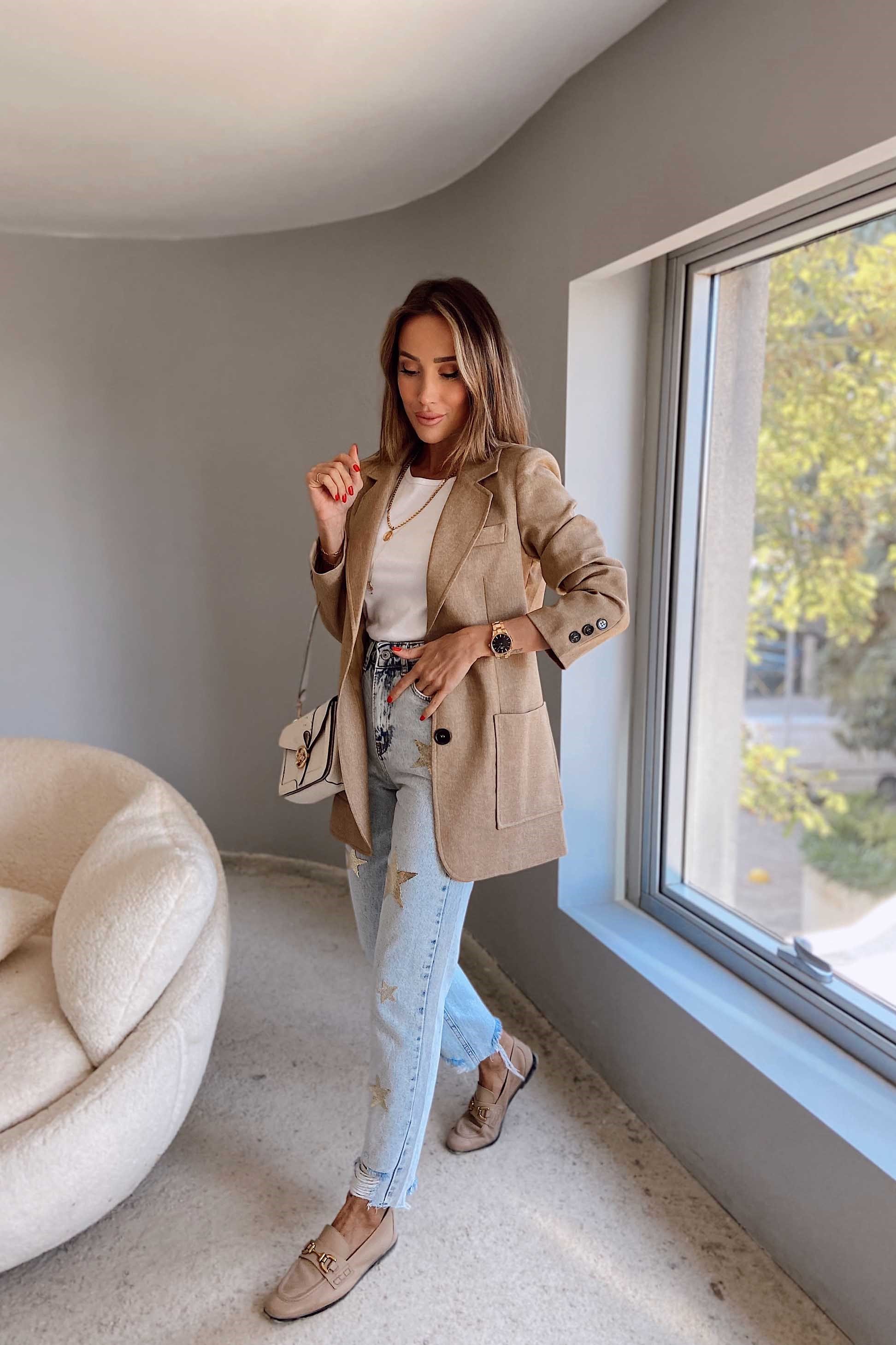 Orjinal Marka Blazer Ceket Bej