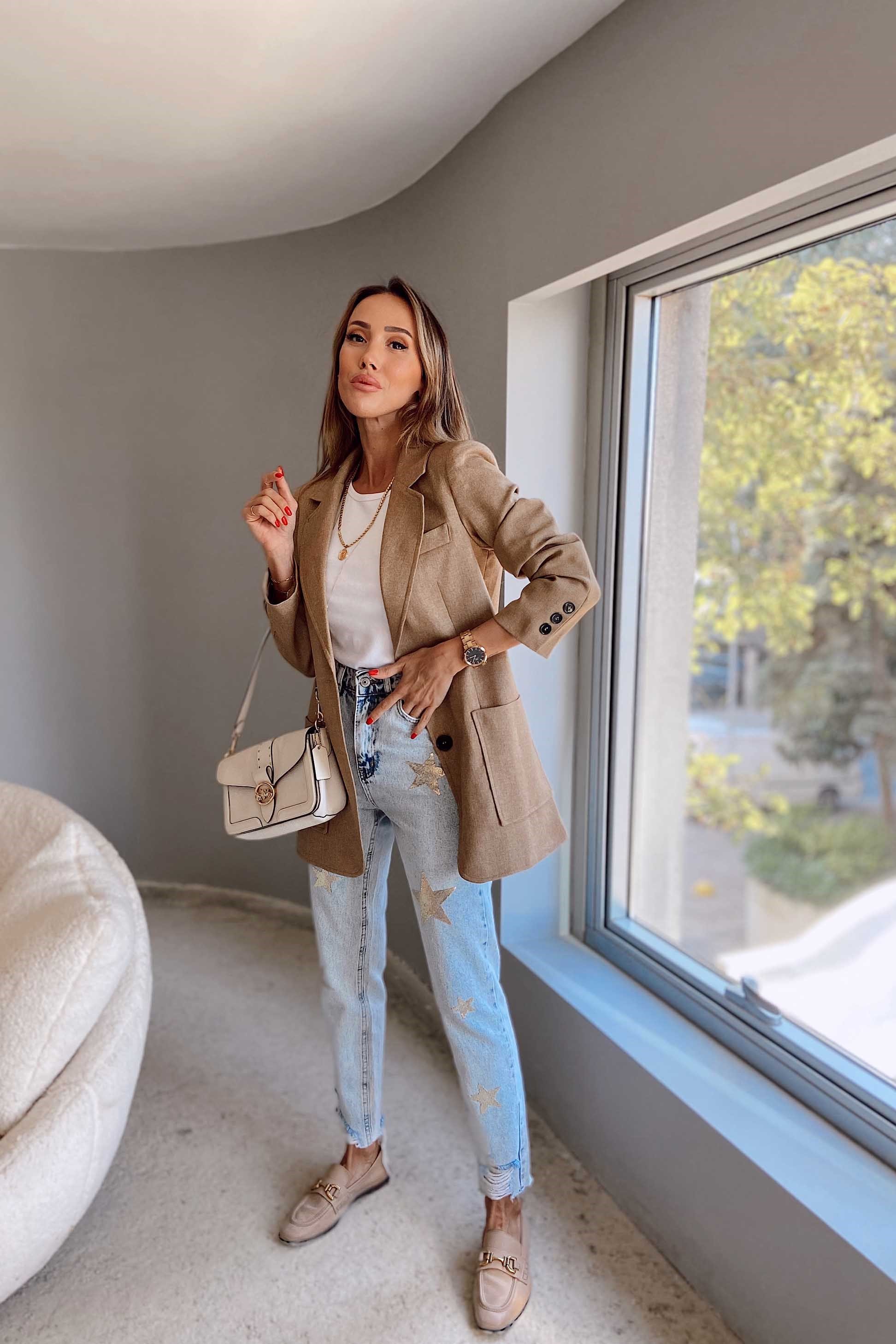 Orjinal Marka Blazer Ceket Bej